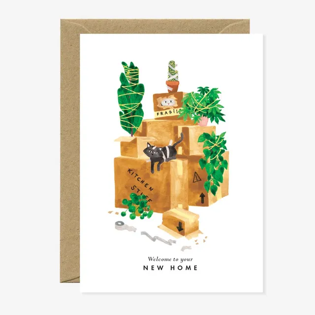 all-the-ways-to-say-new-home-cat-grusskarte-a6 image 1