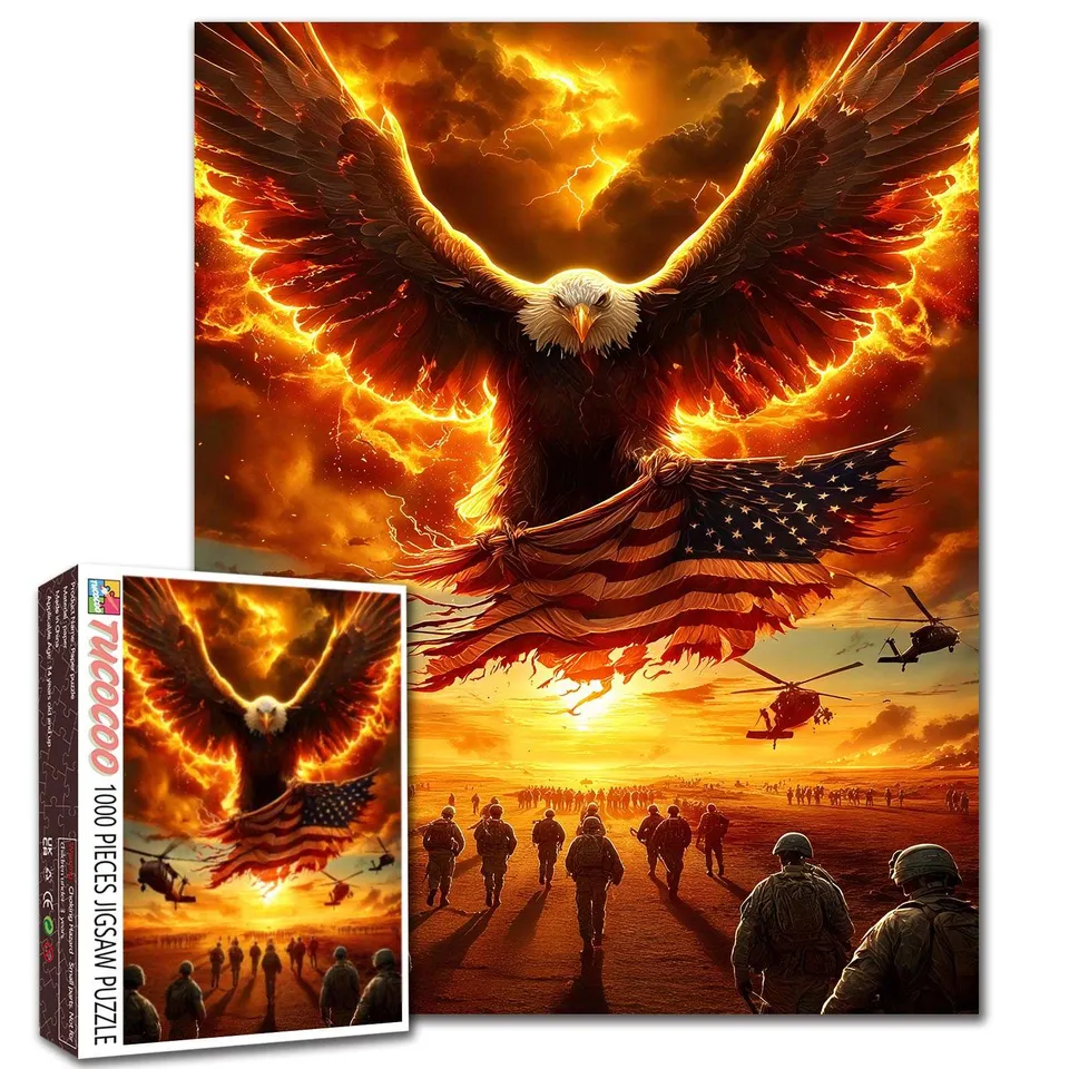 tucocoo-flaming-eagle-puzzle-1000-teile-adler-patriotik image 1