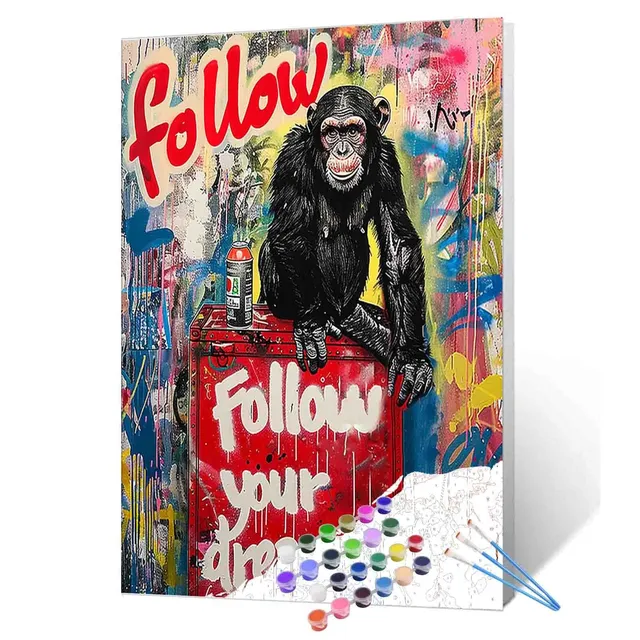 tucocoo-paint-by-numbers-graffiti-chimpanzee-malen-nach-zahlen-40x50-ohne-rahmen image 1
