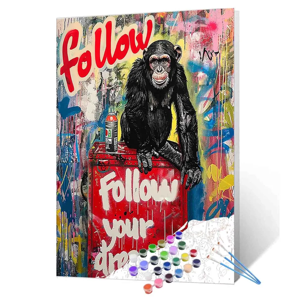 tucocoo-paint-by-numbers-graffiti-chimpanzee-malen-nach-zahlen-40x50-ohne-rahmen image 1