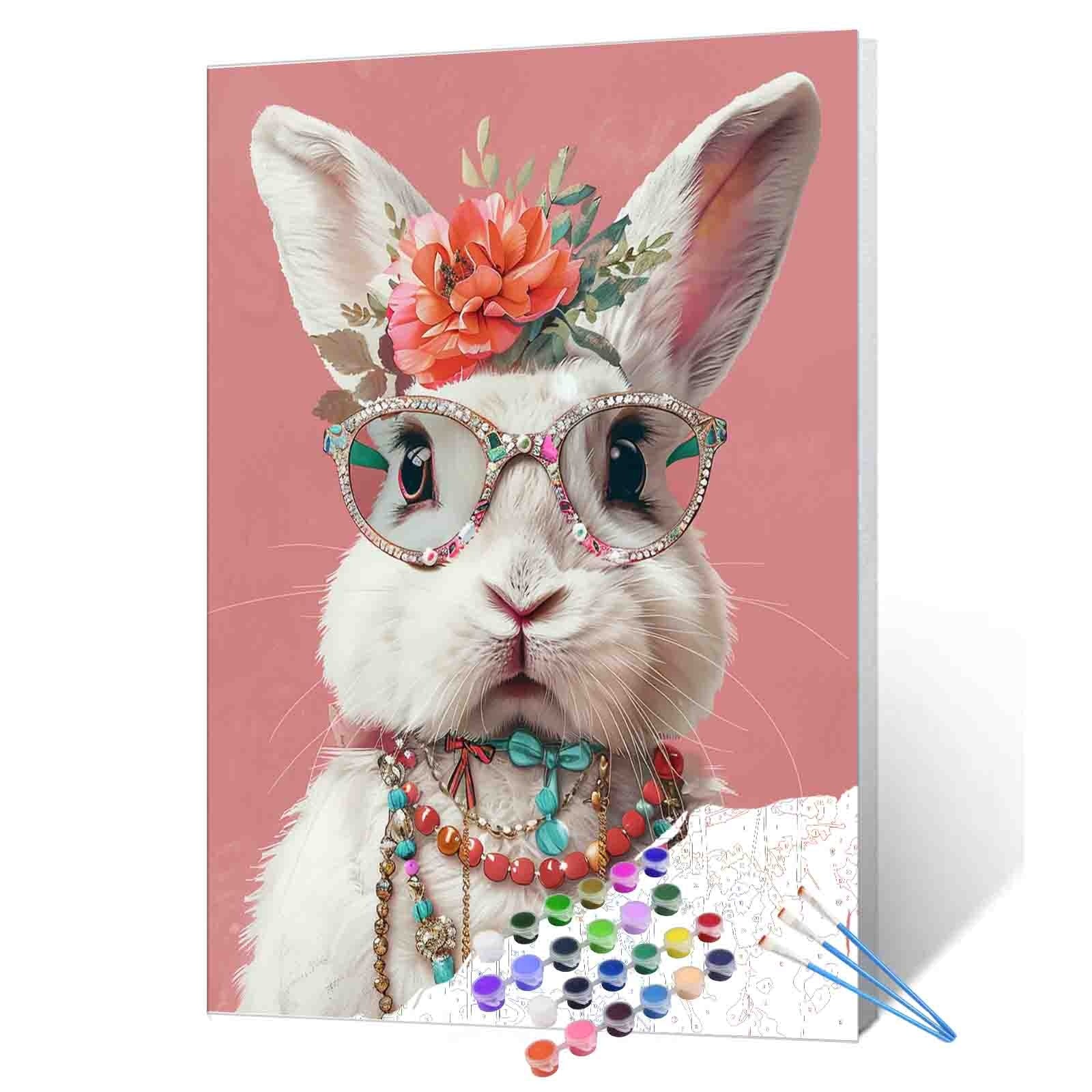 tucocoo-chic-bunny-portrait-malen-nach-zahlen-ohne-rahmen-40x50-cm image 1