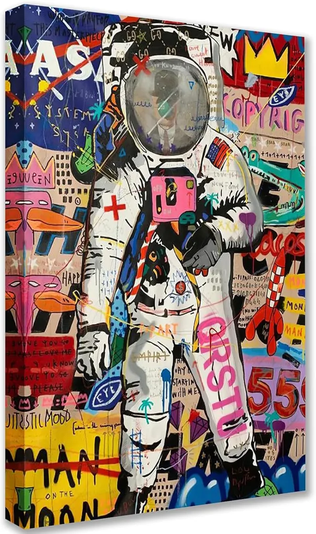 tucocoo-canvas-wall-art-leinwandbild-astronaut-street-bunt-30x40 image 1