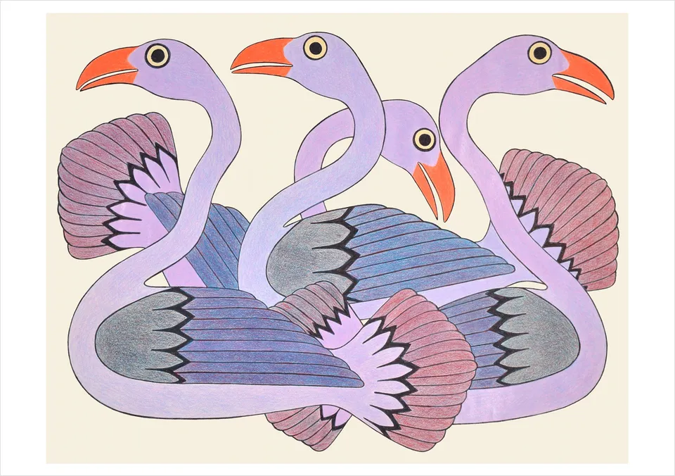 pomegranate-kenojuak-ashevak-swans-at-sunset-geburtstagskarte image 1