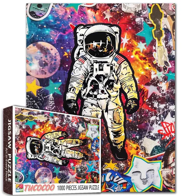 tucocoo-graffiti-astronaut-puzzle-1000-teile-streetart-neon image 1