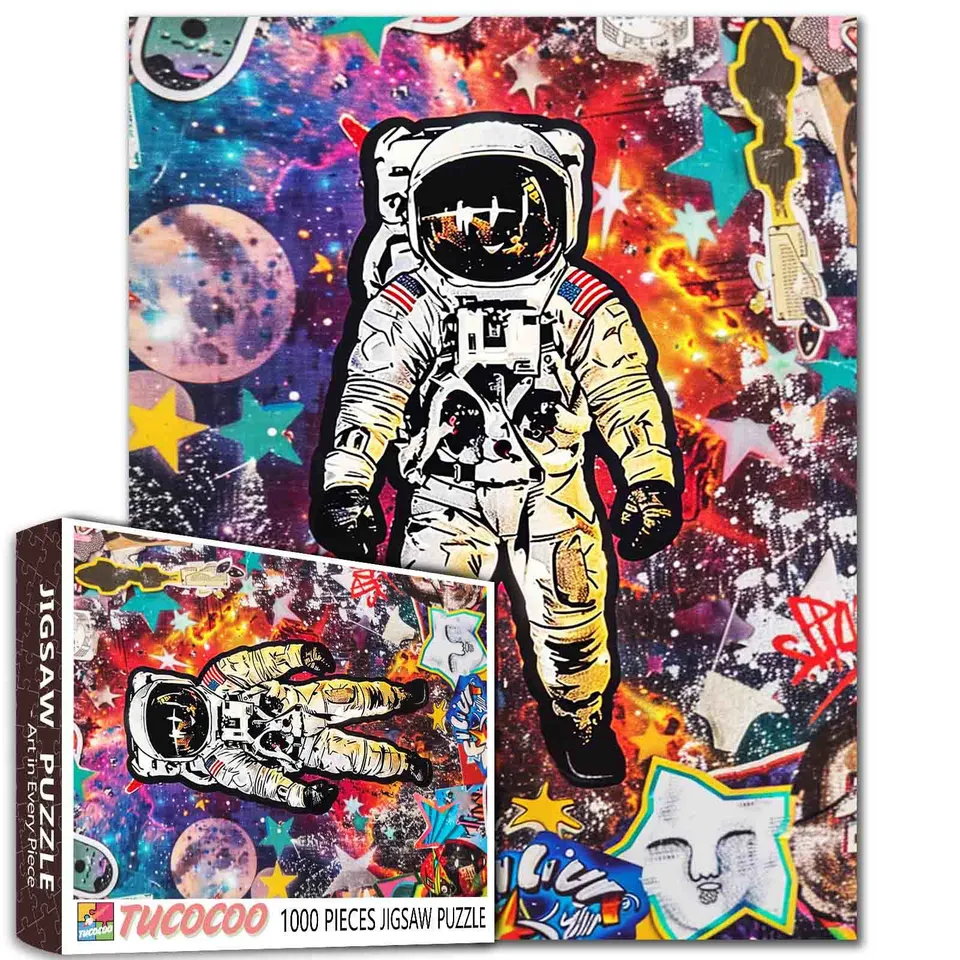 tucocoo-graffiti-astronaut-puzzle-1000-teile-streetart-neon image 1