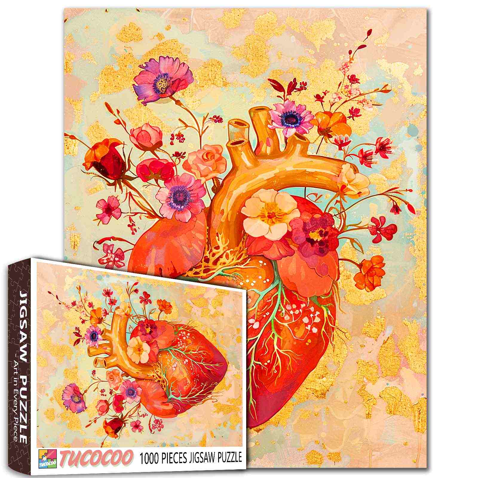 tucocoo-jigsaw-blooming-heart-puzzle-1000-teile-herz-blumen image 1