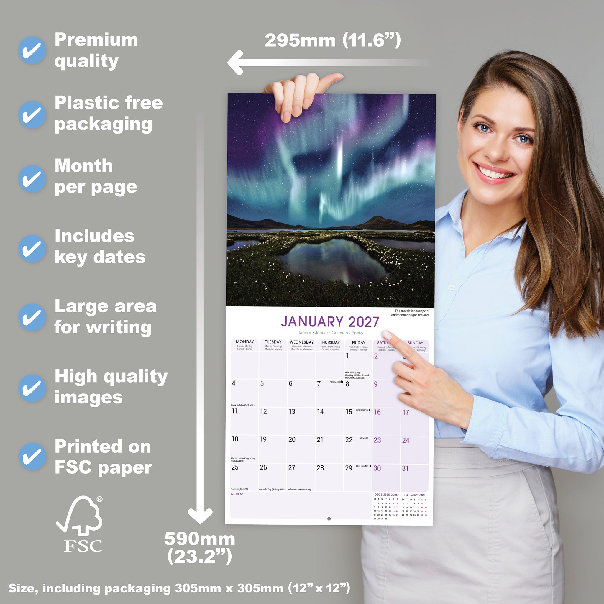 otter-house-calendars-northern-lights-wandkalender-2027-natur image 4