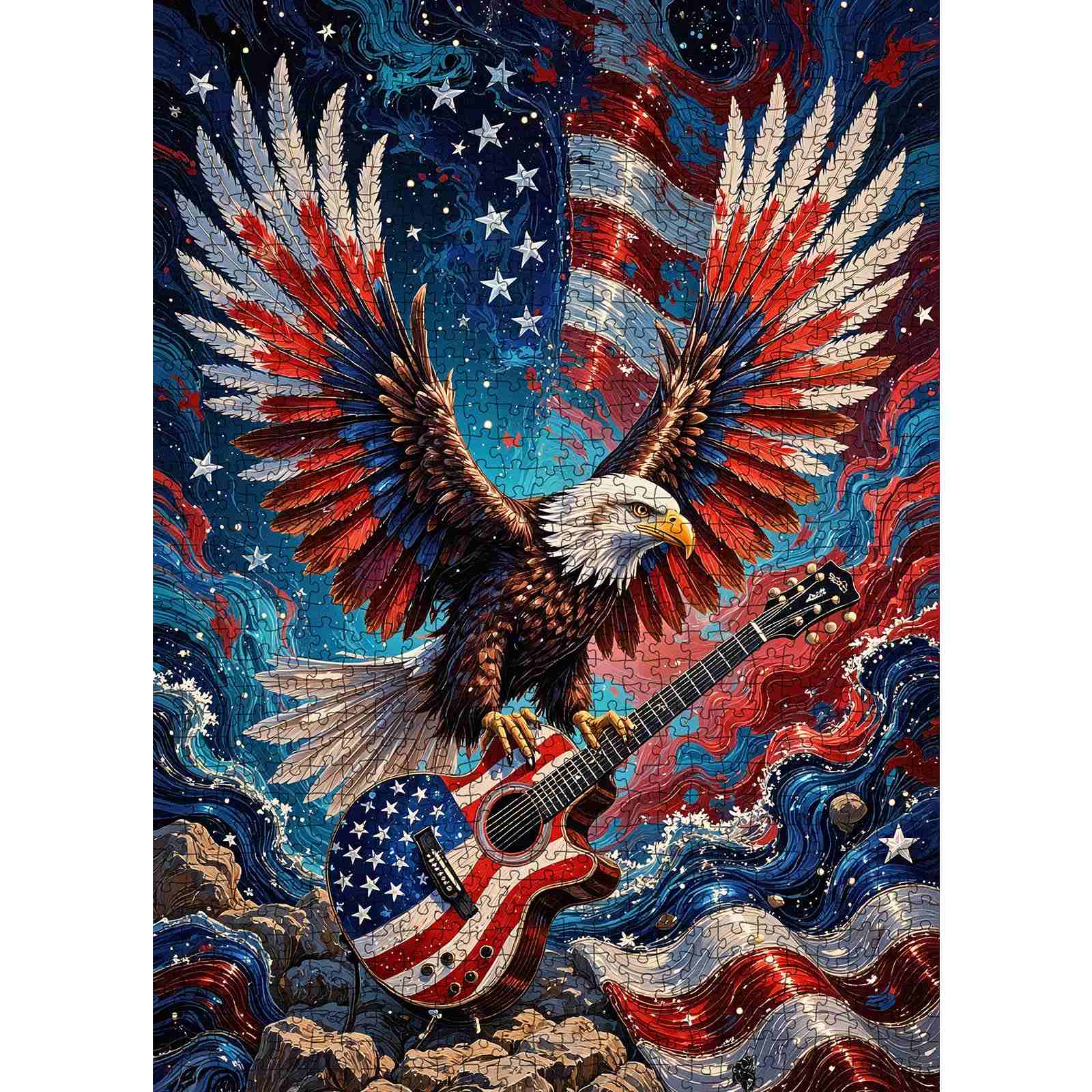 tucocoo-jigsaw-patriotic-eagle-rock-guitar-puzzle-1000-teile-adler image 2