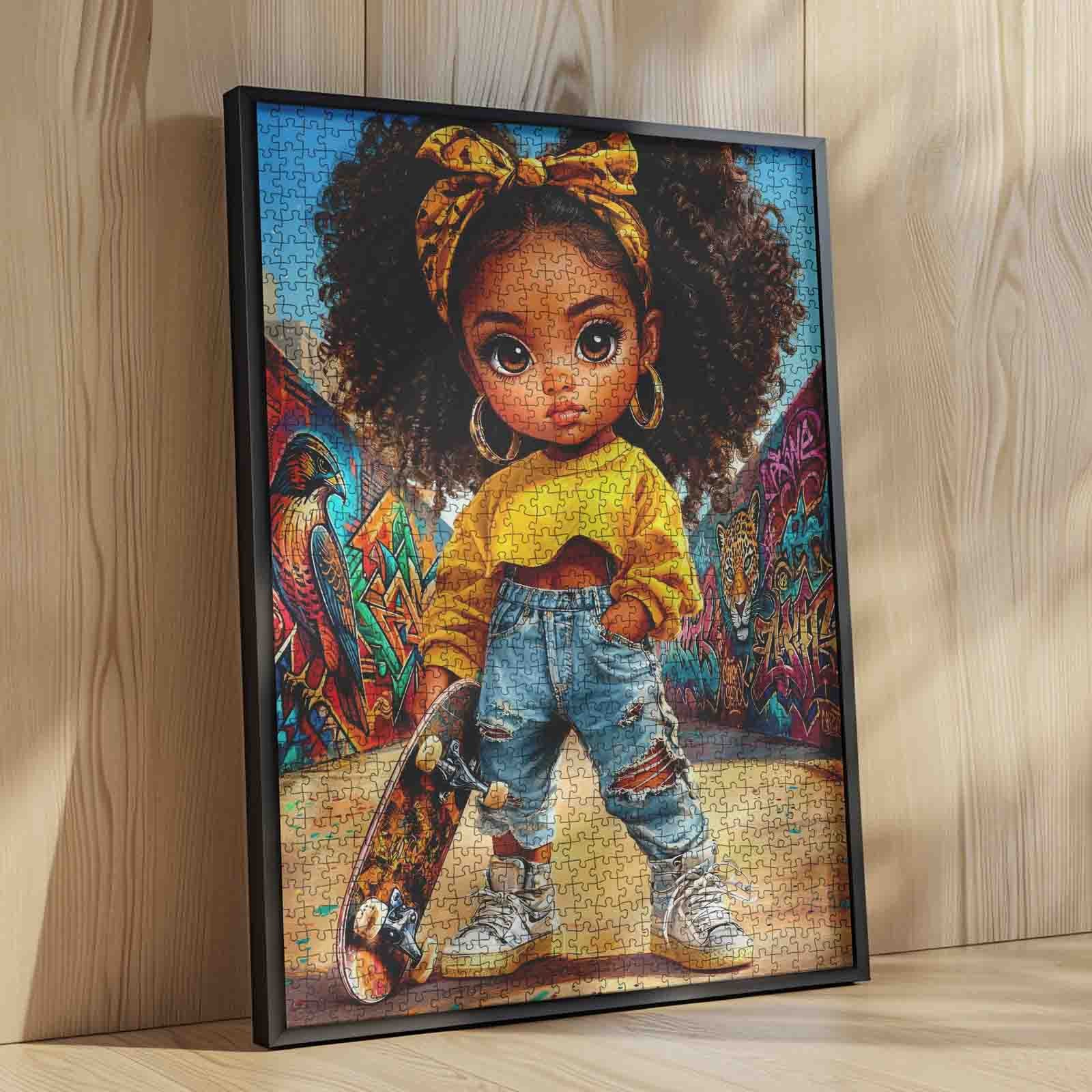 tucocoo-cute-afro-girl-skateboard-puzzle-1000-teile-street-art image 4
