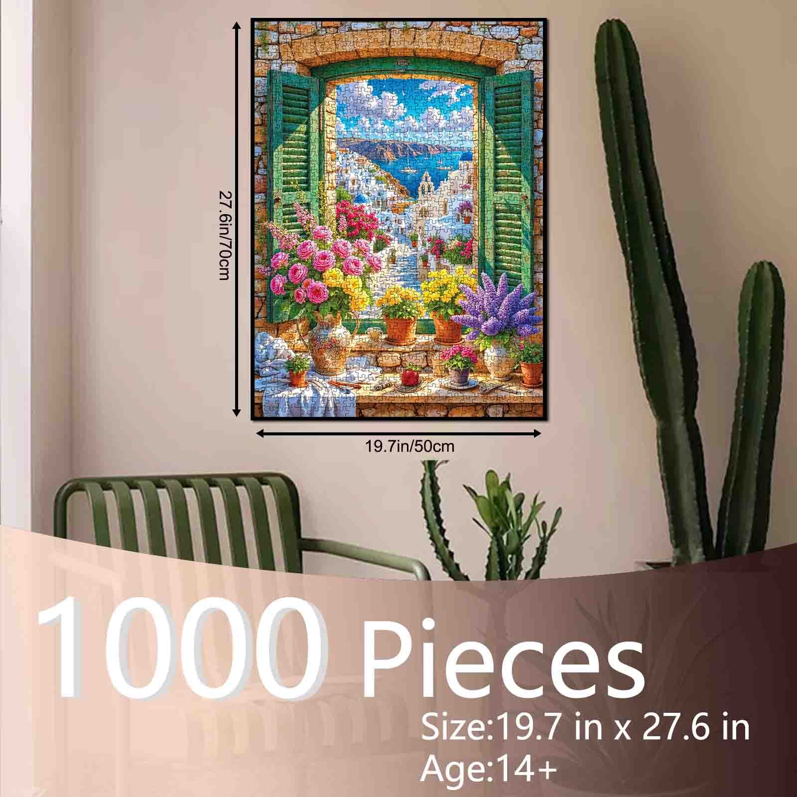 tucocoo-santorini-window-view-puzzle-1000-teile-blumenmotiv image 5