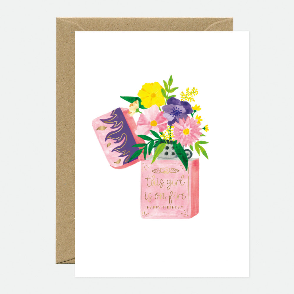 all-the-ways-to-say-flower-lighter-gru-karte-a6-goldfolie image 1