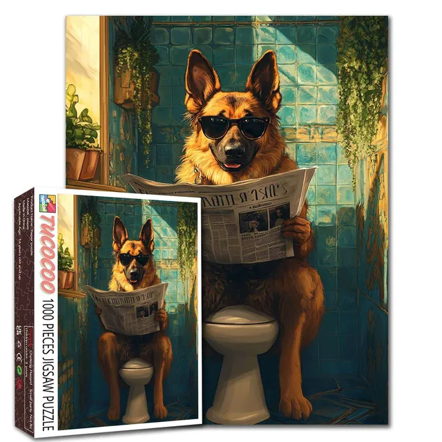 tucocoo-cool-dog-reading-newspaper-puzzle-1000-teile-hund image 1