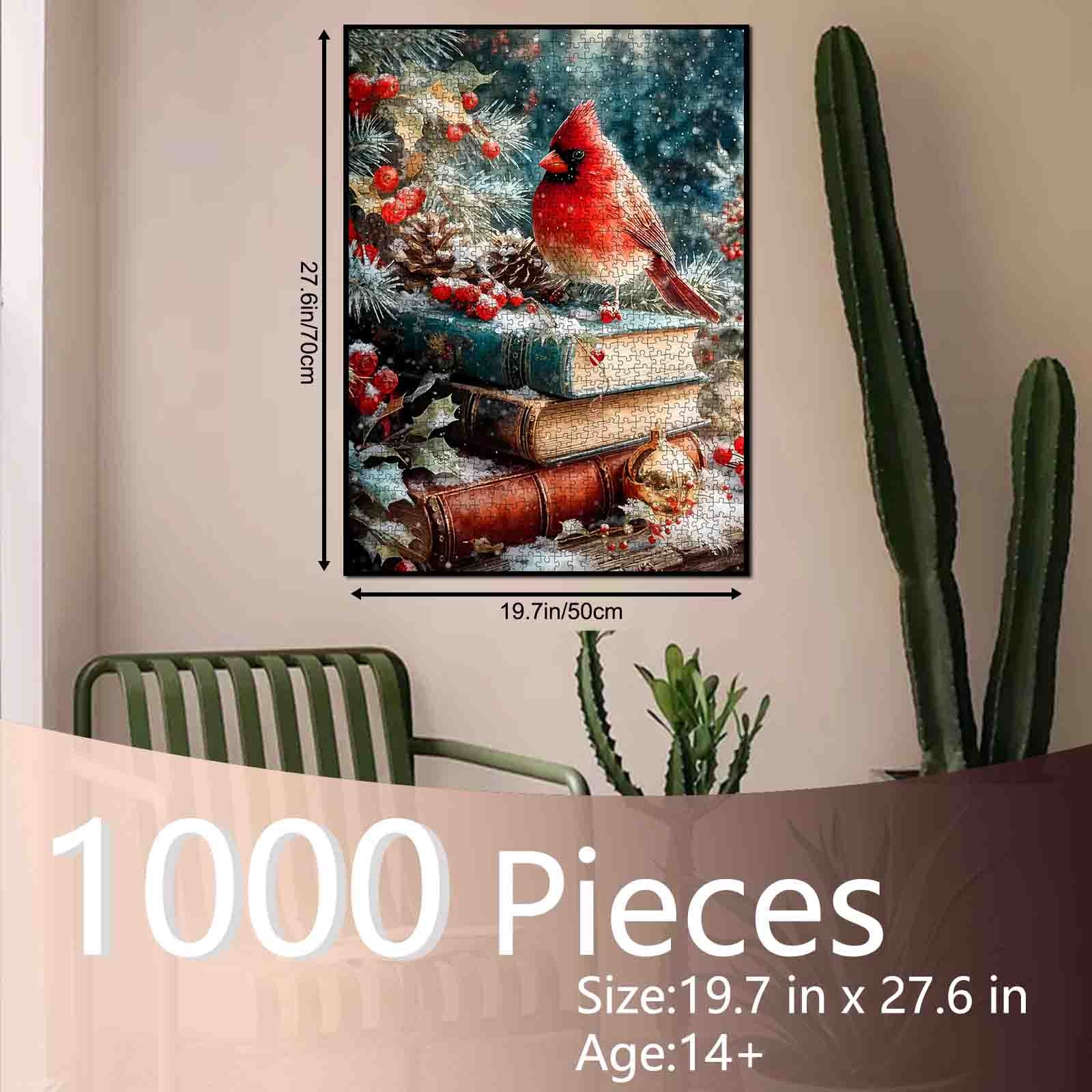 tucocoo-winter-cardinal-on-books-puzzle-1000-teile-winter image 5