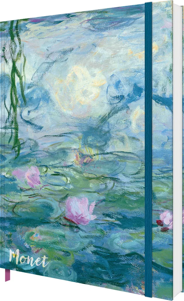otter-house-monet-a5-notizbuch-seerosen-175-seiten-gummiband image 1