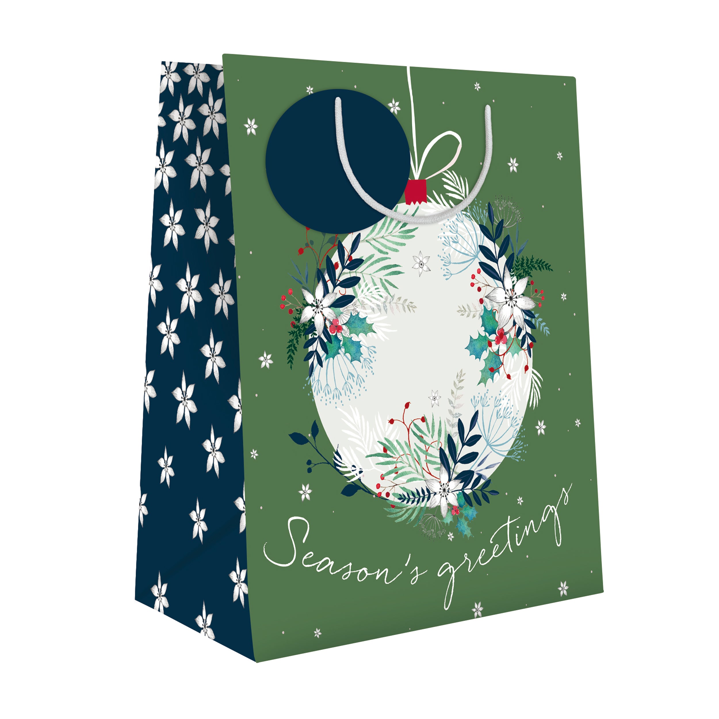 otter-house-xmas-gift-bag-medium-winter-foliage-bauble image 1