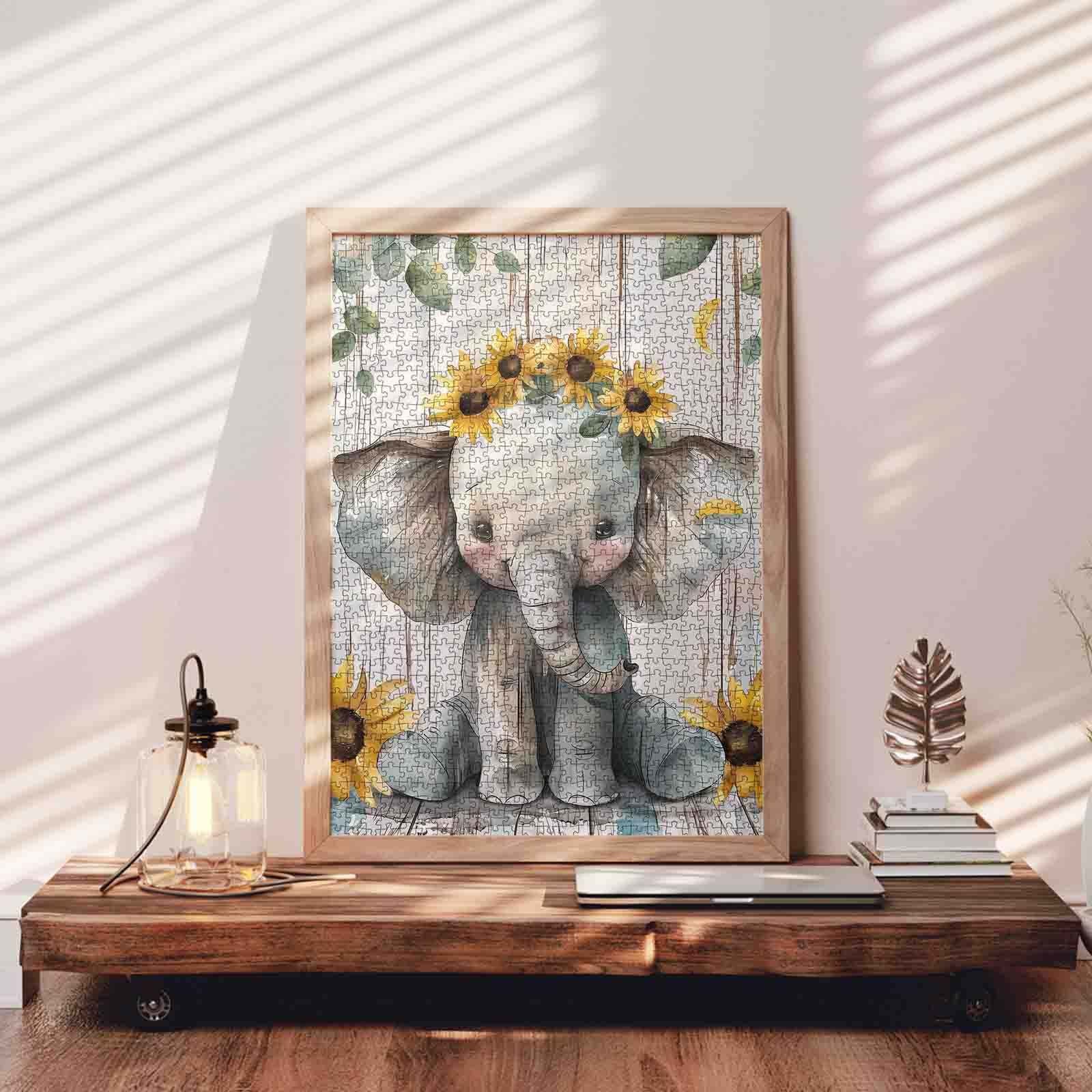 tucocoo-baby-elephant-sunflowers-puzzle-1000-teile-elefant image 3