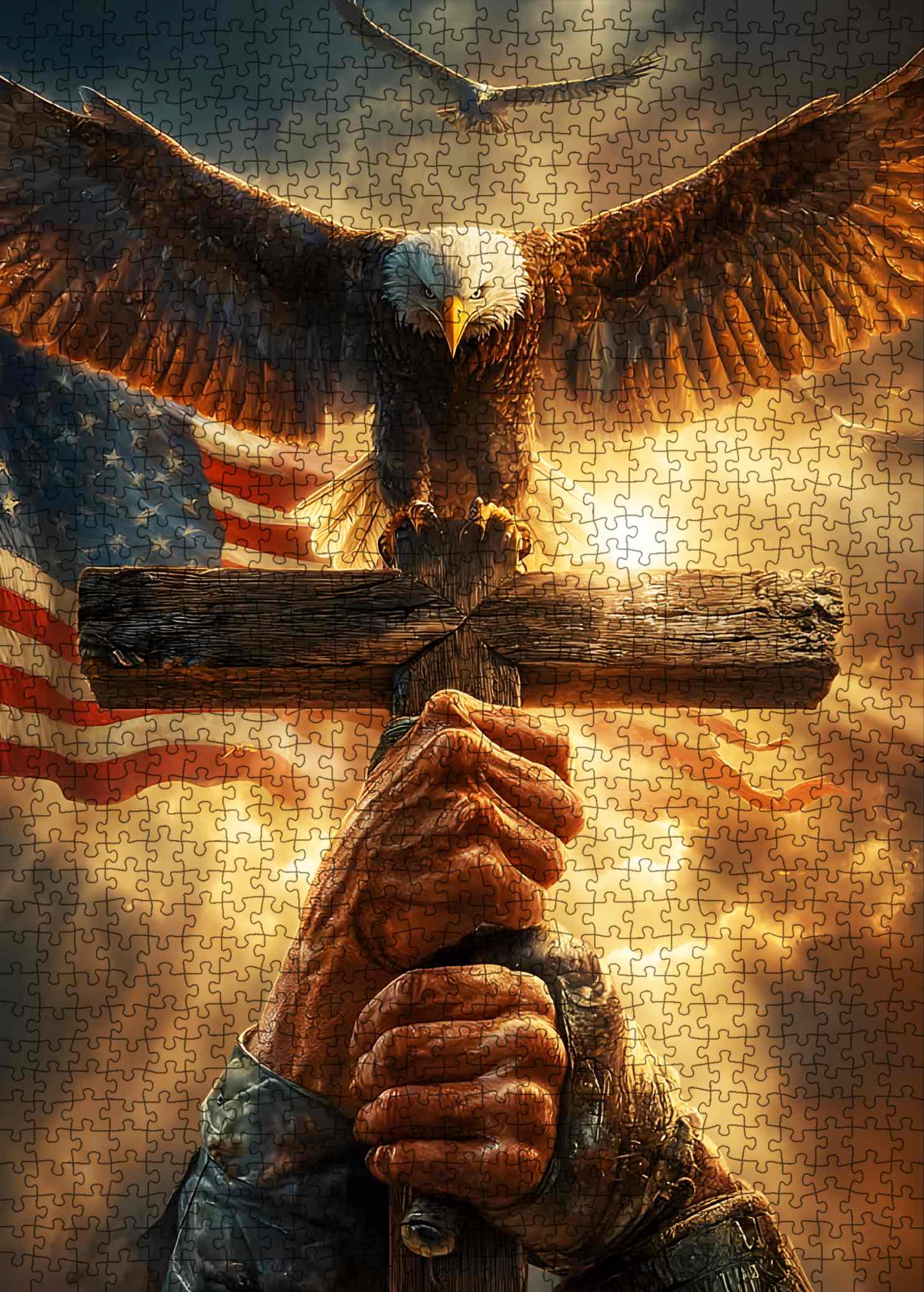 tucocoo-faith-eagle-cross-american-flag-puzzle-1000-teile image 2
