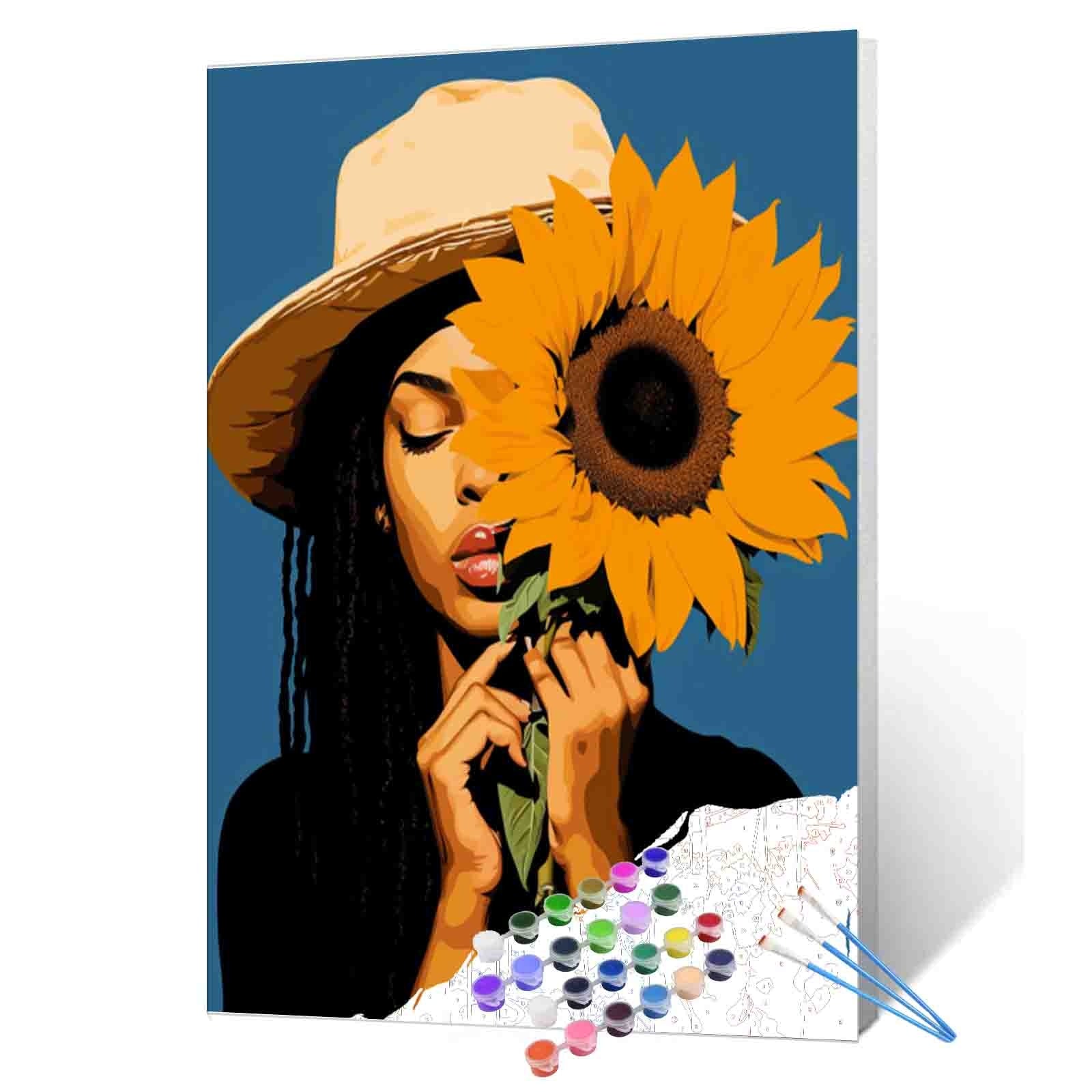 tucocoo-black-girl-and-sunflowers-malen-nach-zahlen-40x50-frau image 1