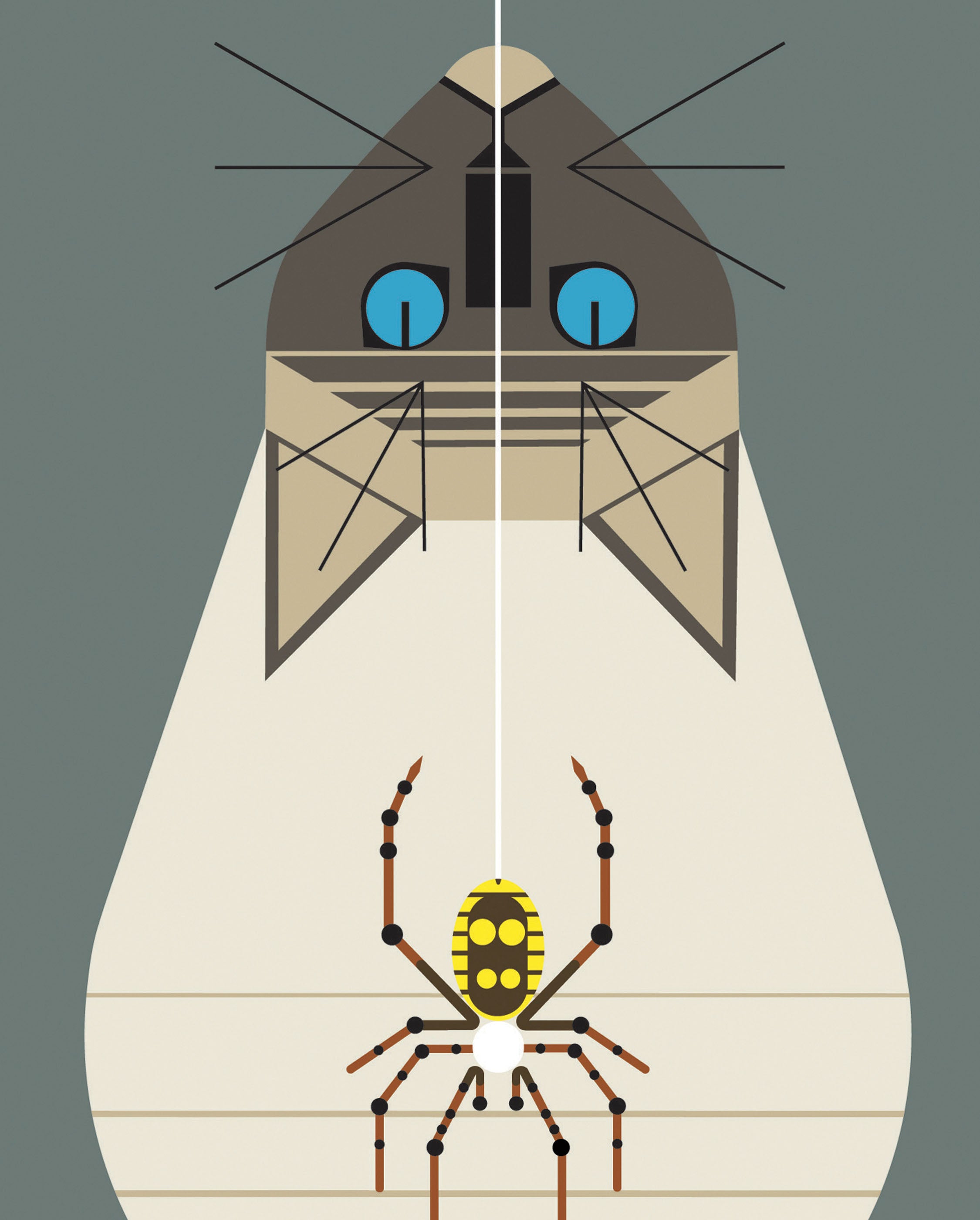 pomegranate-bookmarks-charley-harper-spider-katze-lesezeichen image 2