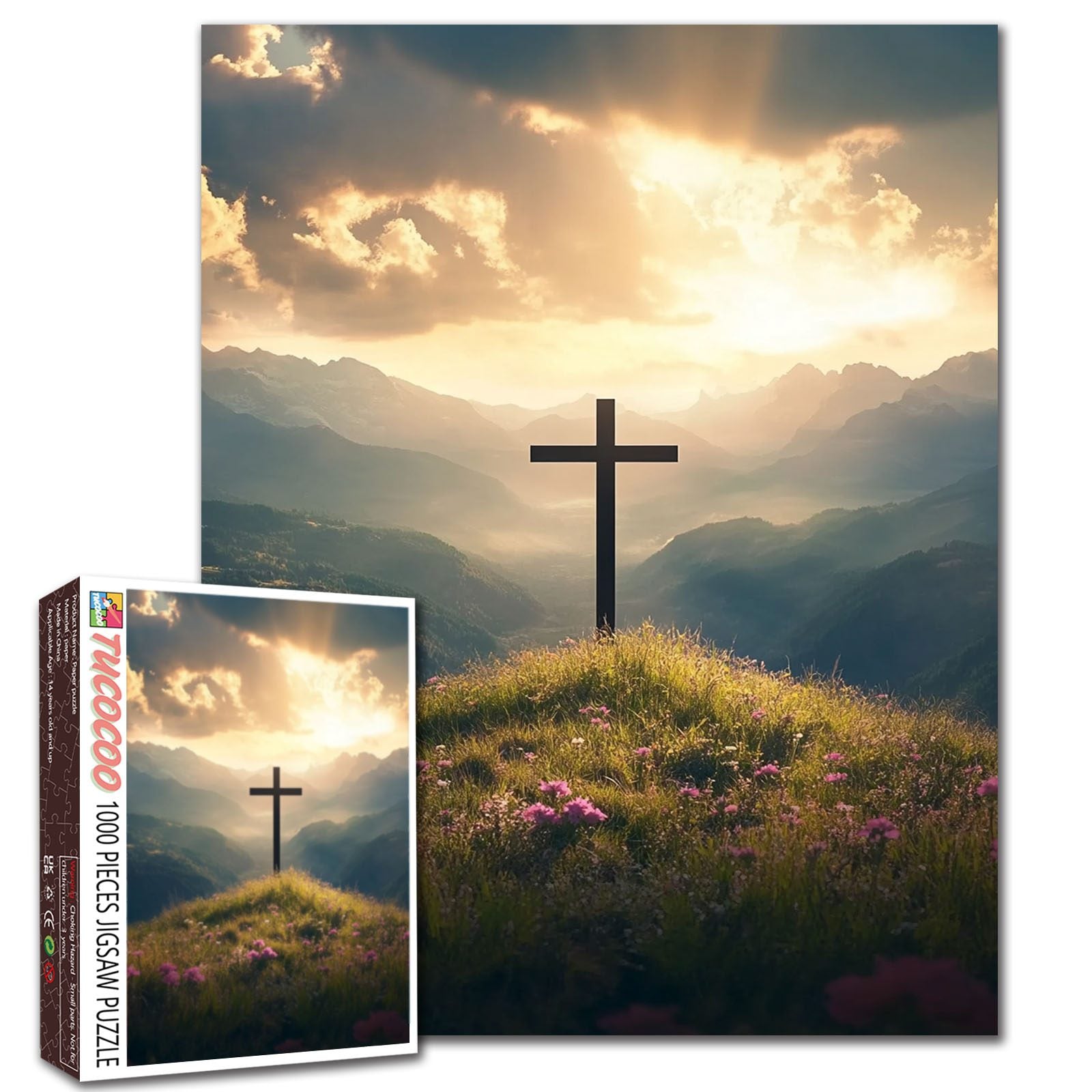 tucocoo-sunset-cross-hill-puzzle-1000-teile-kreuz image 1