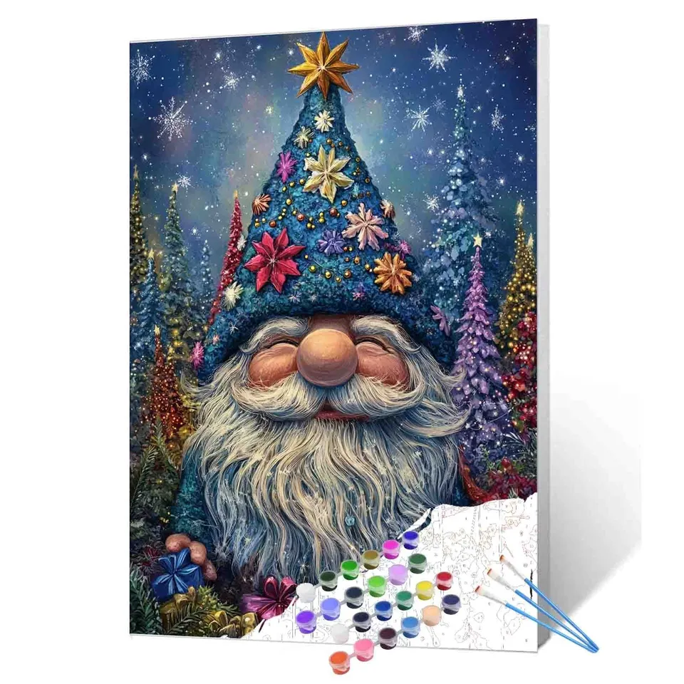 tucocoo-festive-gnome-in-gift-forest-malen-nach-zahlen image 1