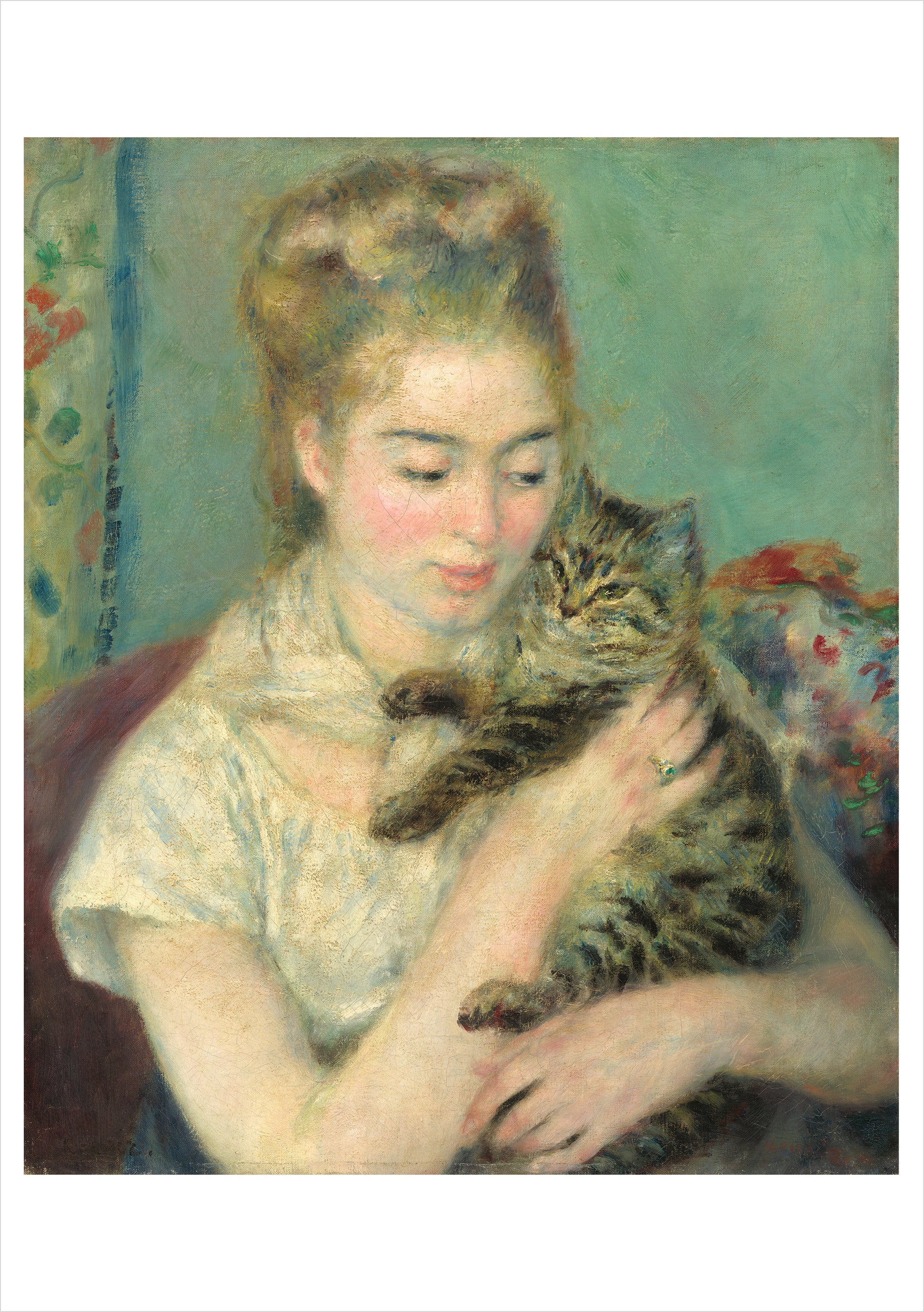 pomegranate-woman-with-a-cat-klappkarte-renoir-einzelkarte image 1