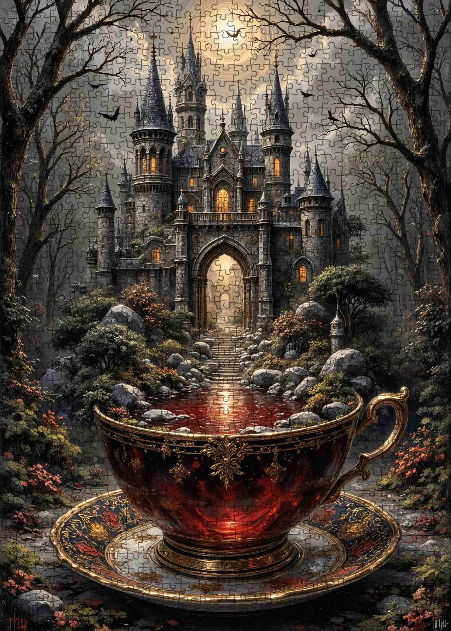 tucocoo-gothic-castle-teacup-jigsaw-puzzle-1000-teile image 2