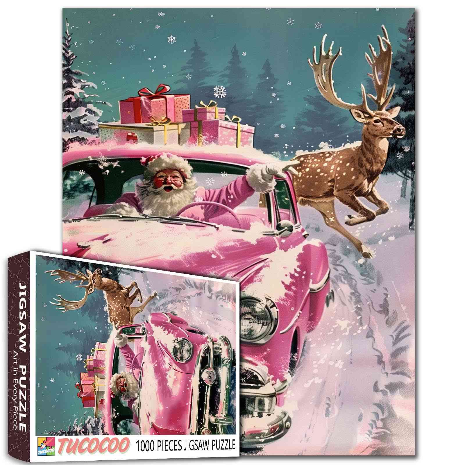 tucocoo-pink-christmas-drive-puzzle-1000-teile-weihnachten image 1