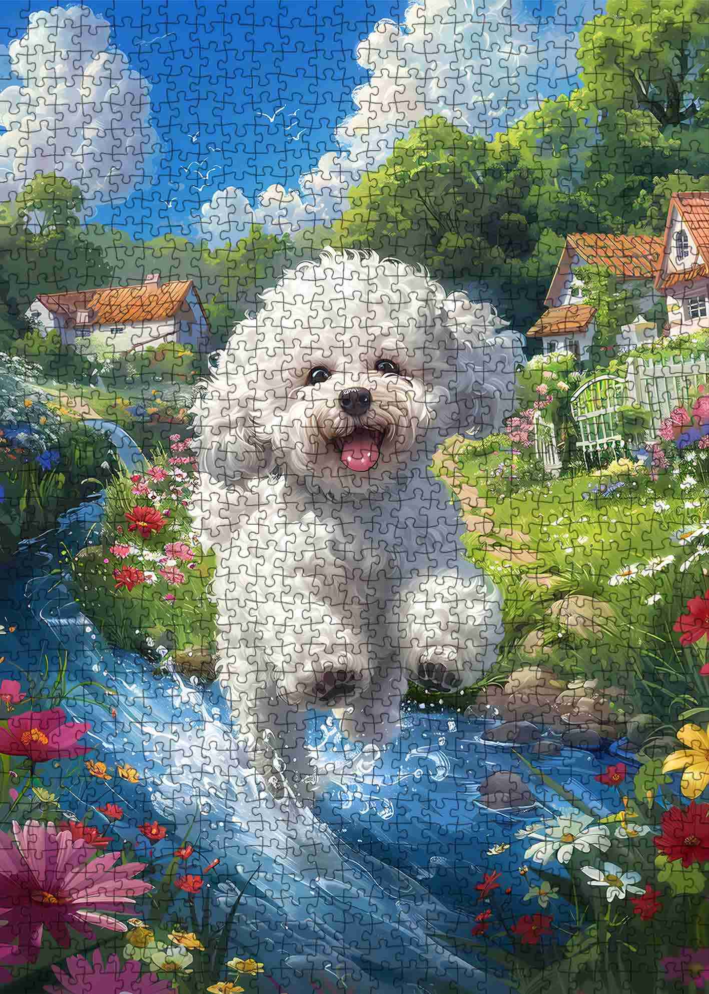 tucocoo-flower-garden-river-dog-puzzle-1000-teile-hund image 2