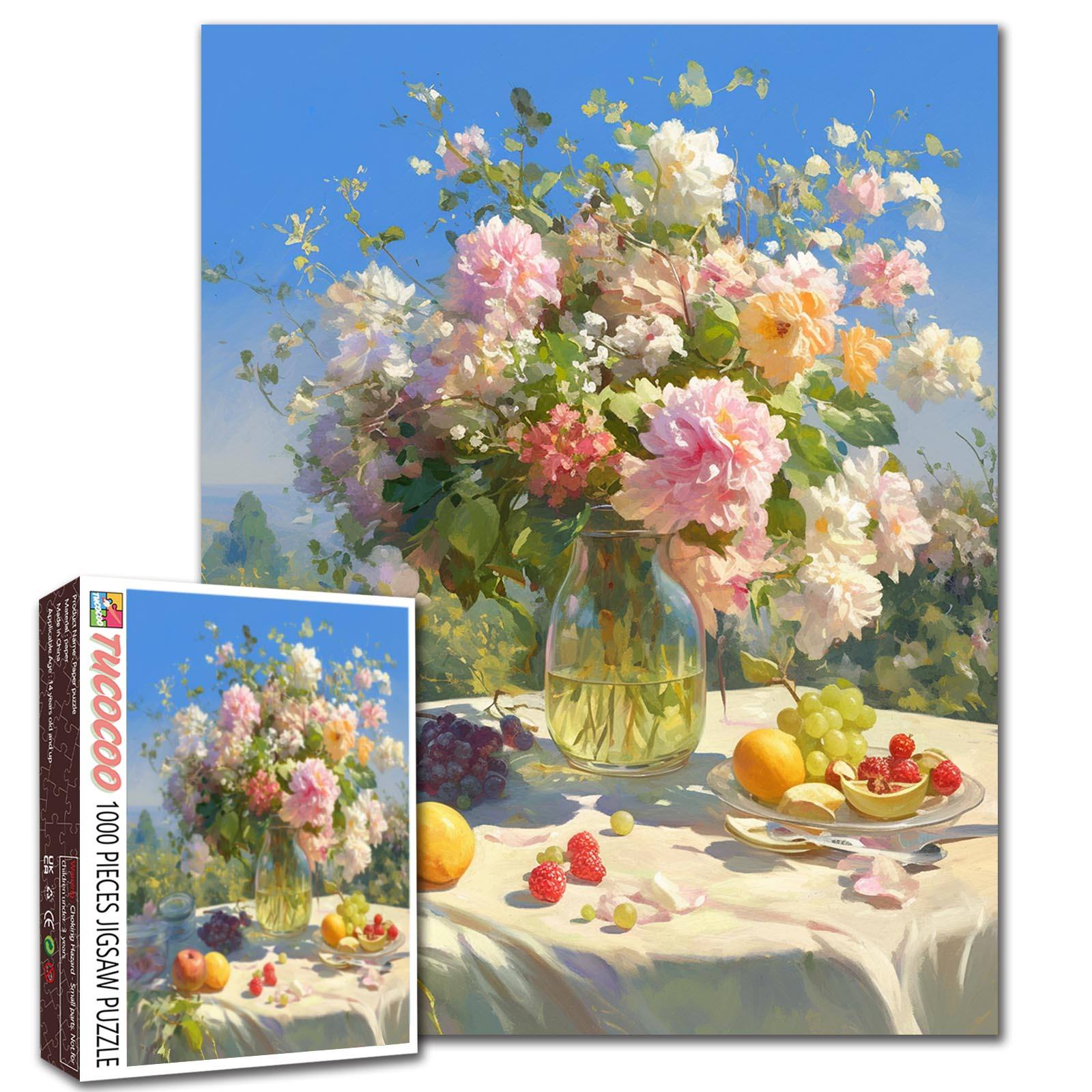 tucocoo-sunlit-garden-floral-vase-puzzle-1000-teile-blumen image 1