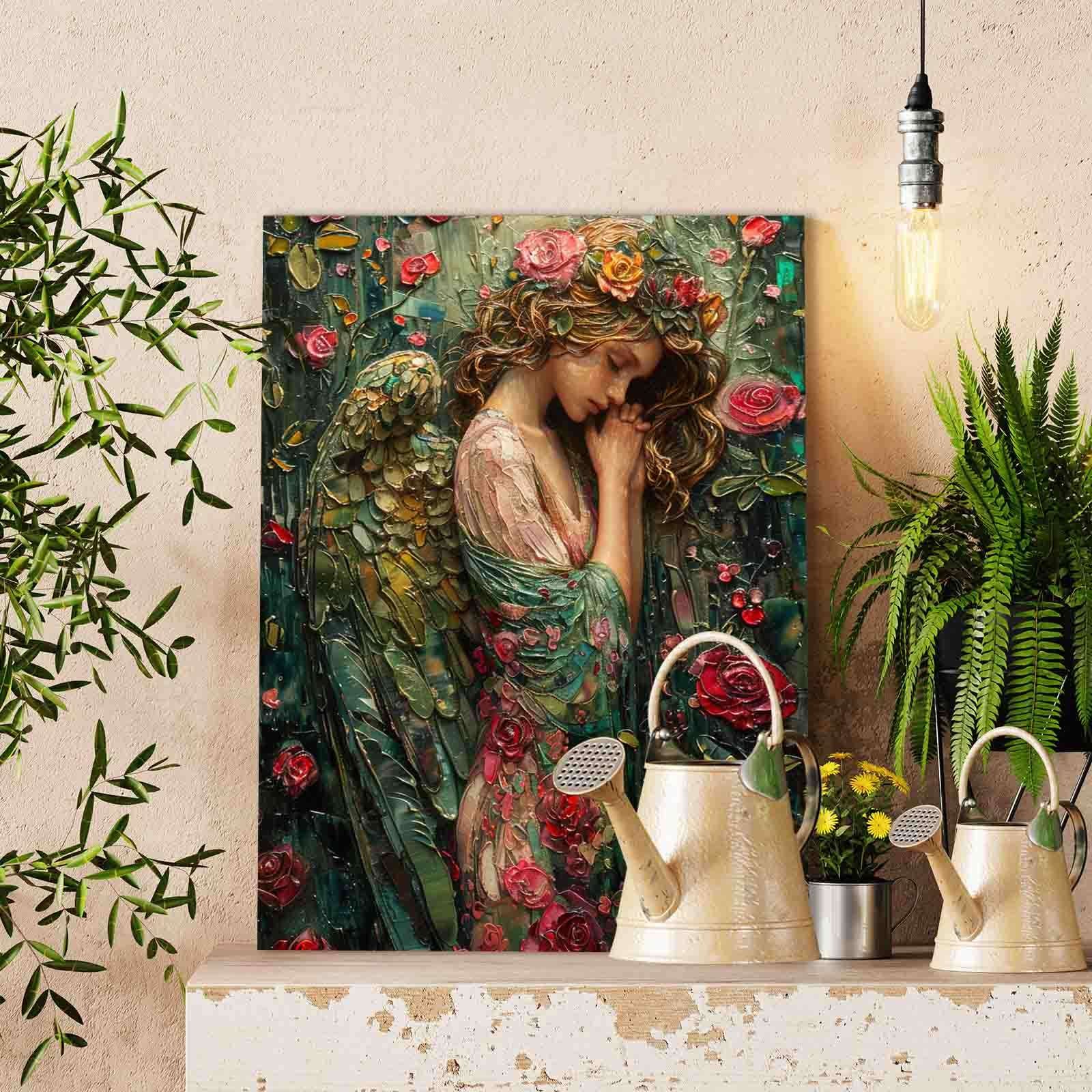 tucocoo-paint-by-numbers-serene-angel-with-roses-malbild-40x50 image 2