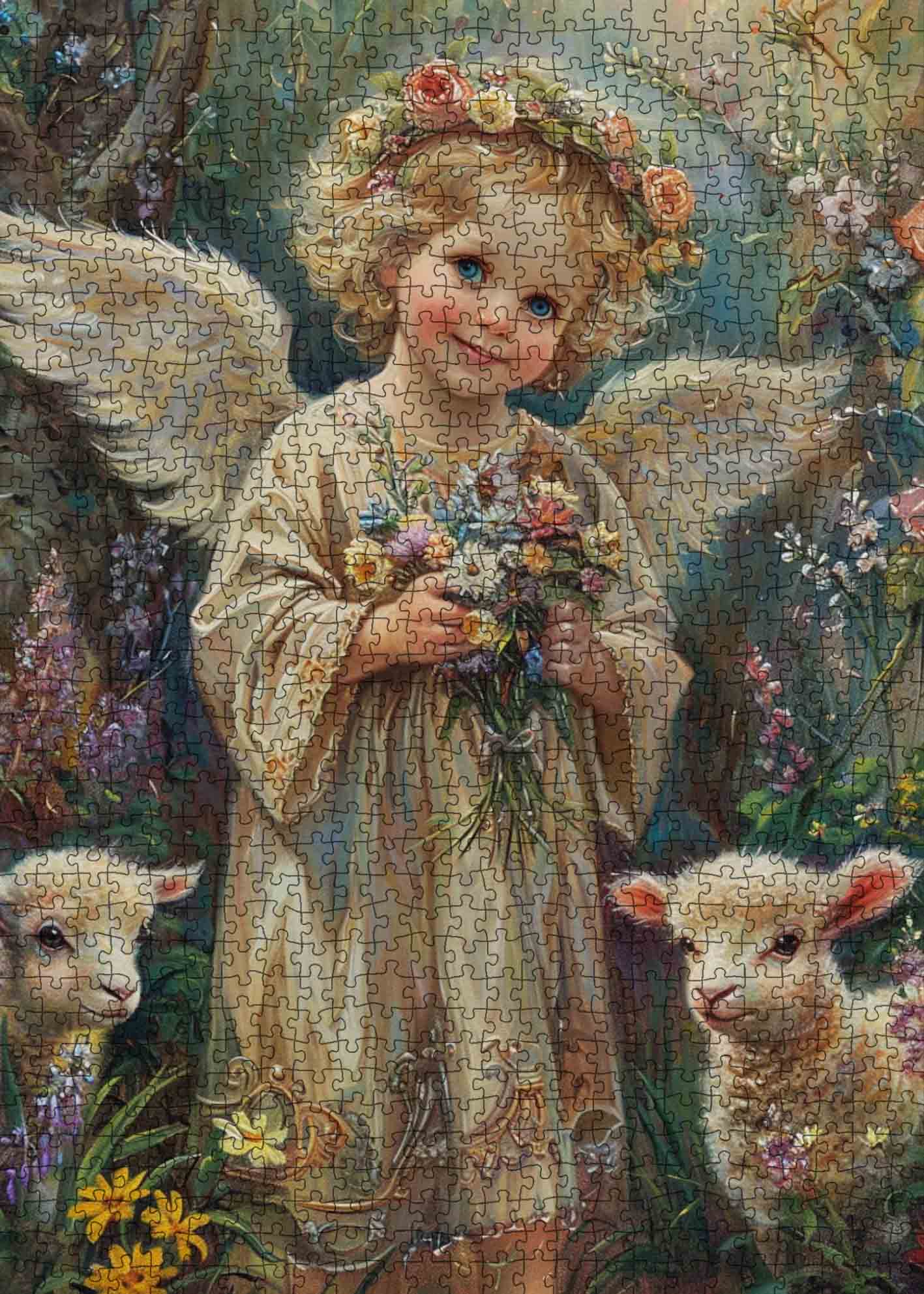 tucocoo-angel-girl-flowers-lamb-puzzle-1000-teile-engel image 2