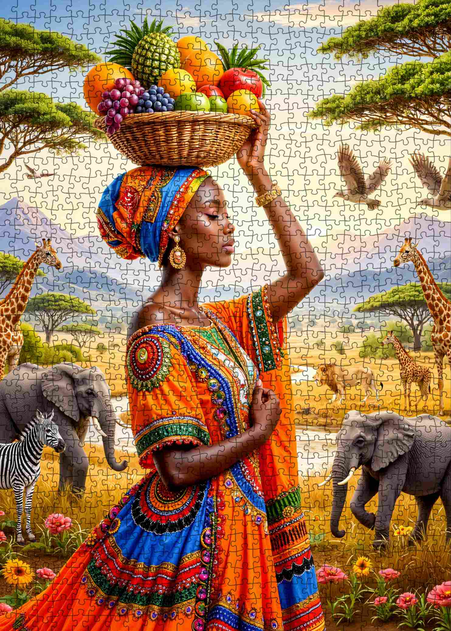 tucocoo-african-beauty-savanna-puzzle-1000-teile-korb image 2