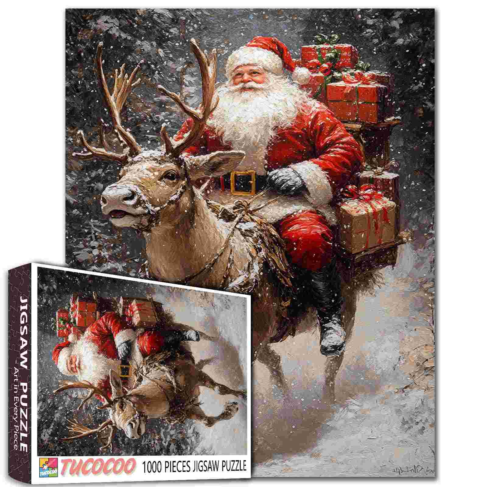 tucocoo-santa-riding-reindeer-puzzle-1000-teile image 1