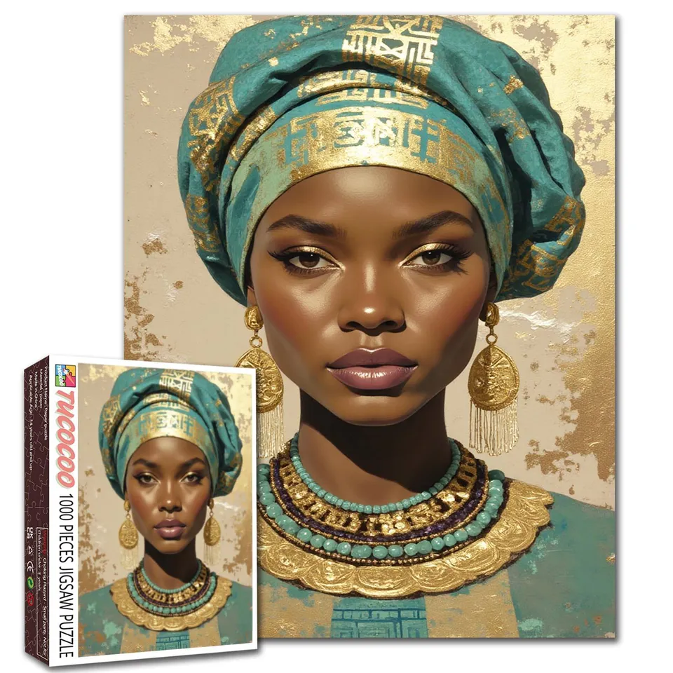 tucocoo-golden-grace-african-woman-puzzle-1000-teile-portrait image 1