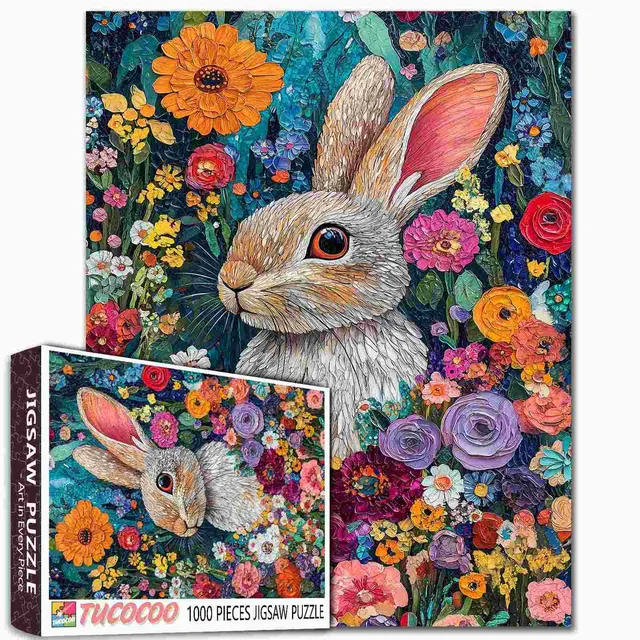 tucocoo-jigsaw-puzzles-floral-bunny-bloom-puzzle-1000-teile-tiere image 1