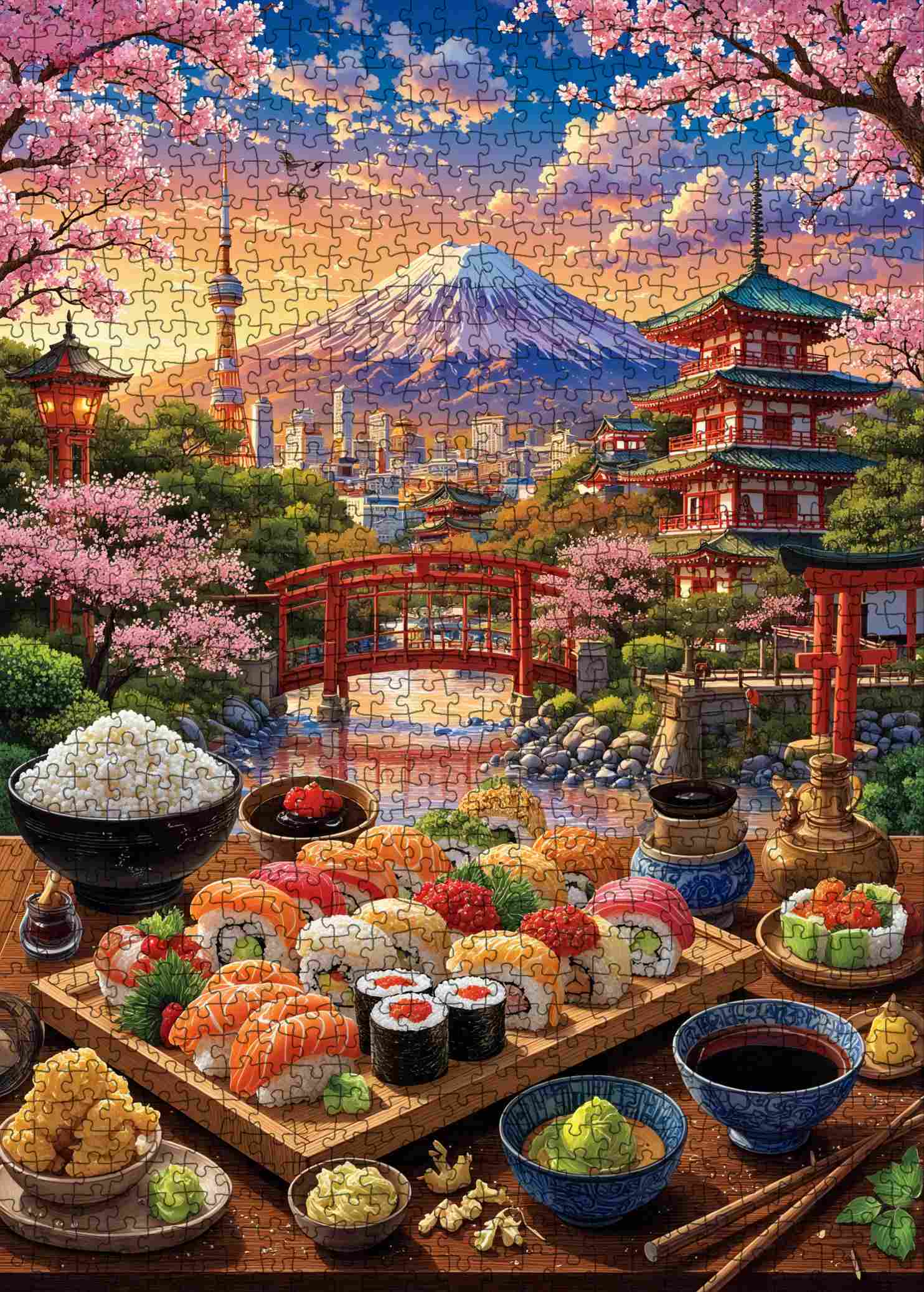 tucocoo-cherry-blossom-sushi-japan-puzzle-1000-teile-fuji image 2