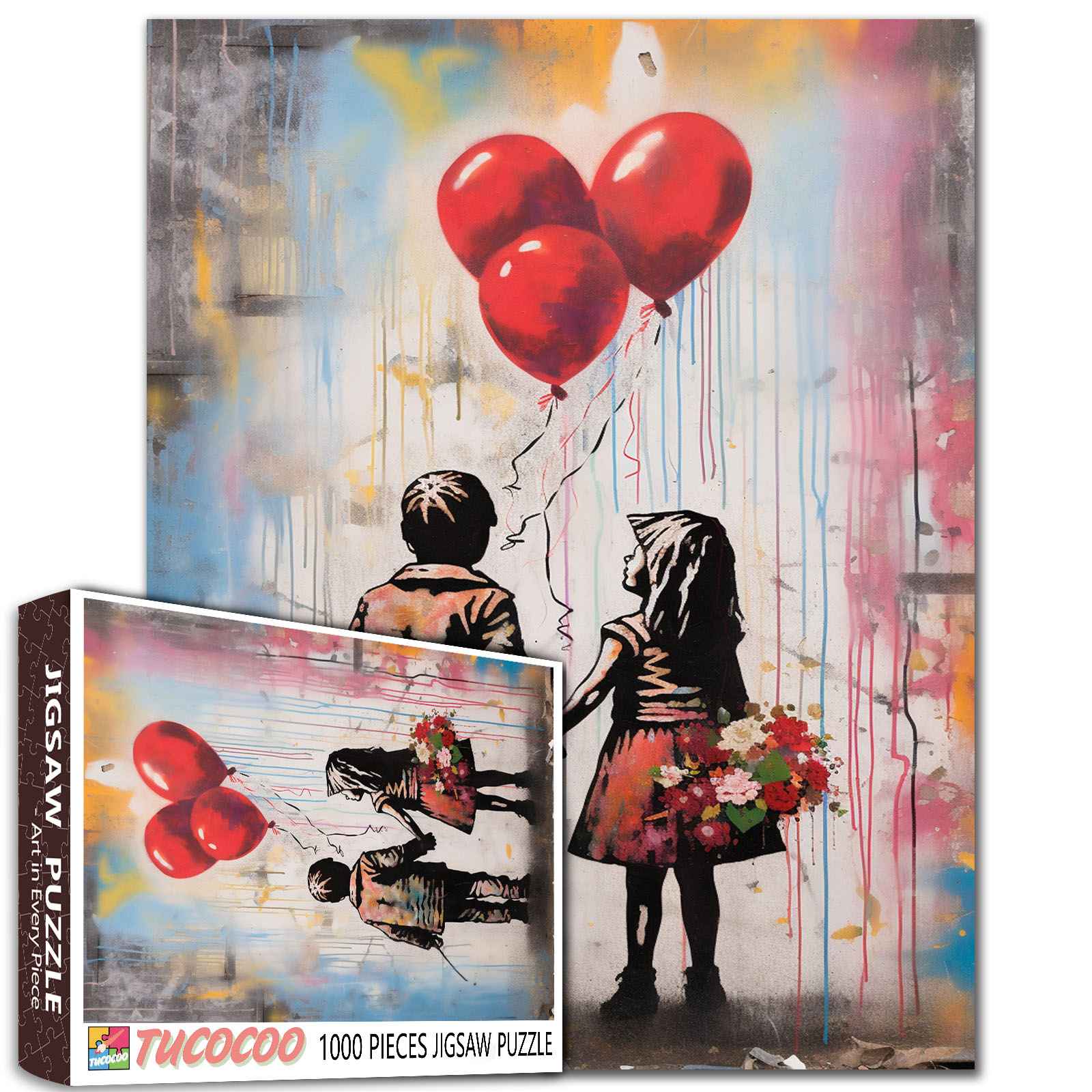 tucocoo-boy-and-girl-holding-hands-puzzle-1000-teile-graffiti image 1