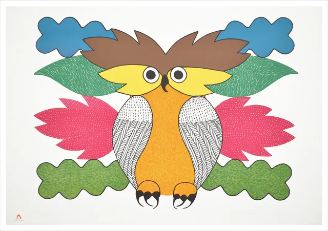 pomegranate-spirit-of-the-owl-geburtstagskarte-kenojuak-ashevak-eule image 1