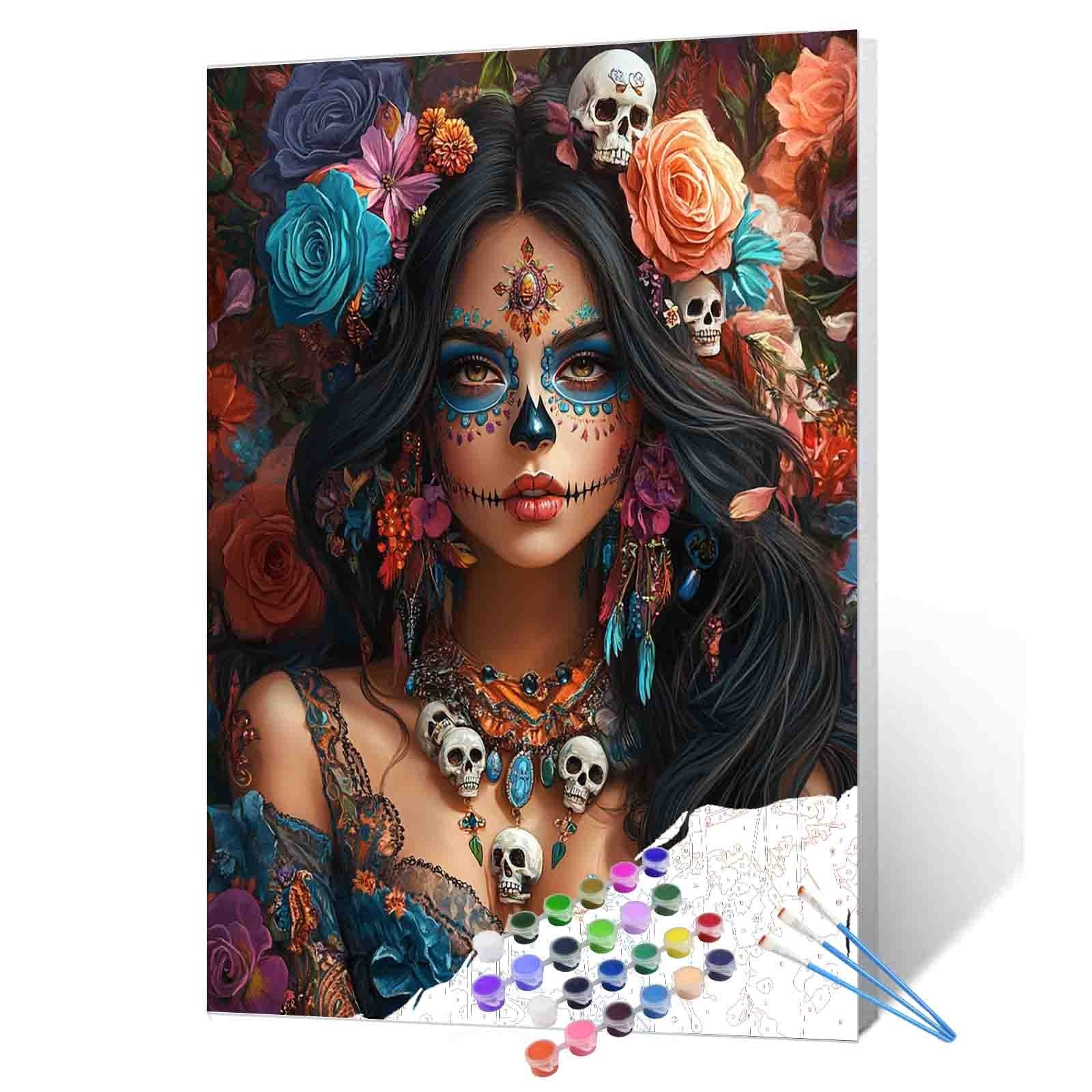 tucocoo-sugar-skull-beauty-with-roses-malen-nach-zahlen-40x50cm-ohne-rahmen image 1