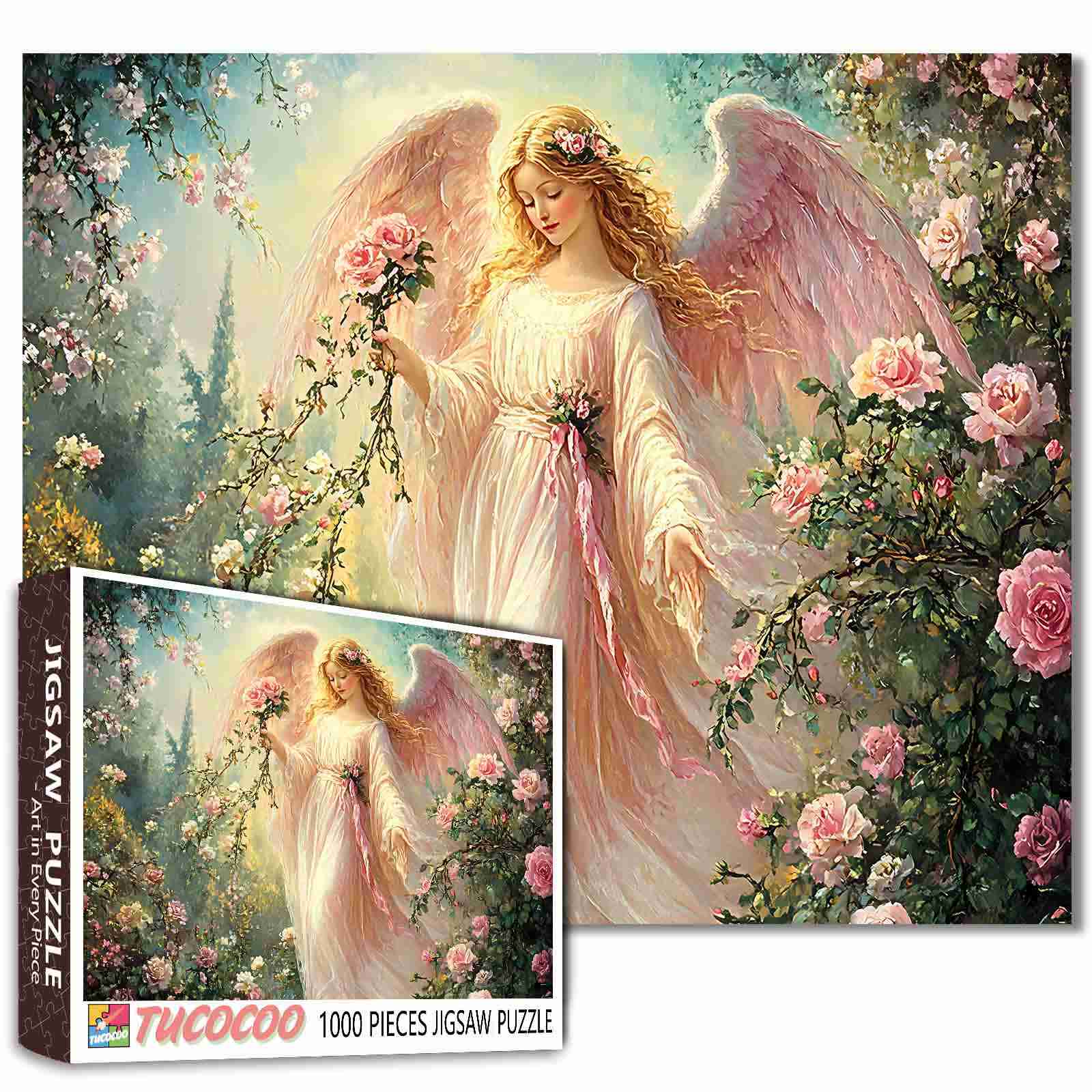 tucocoo-rose-garden-angel-puzzle-1000-teile-rosenmotiv image 1
