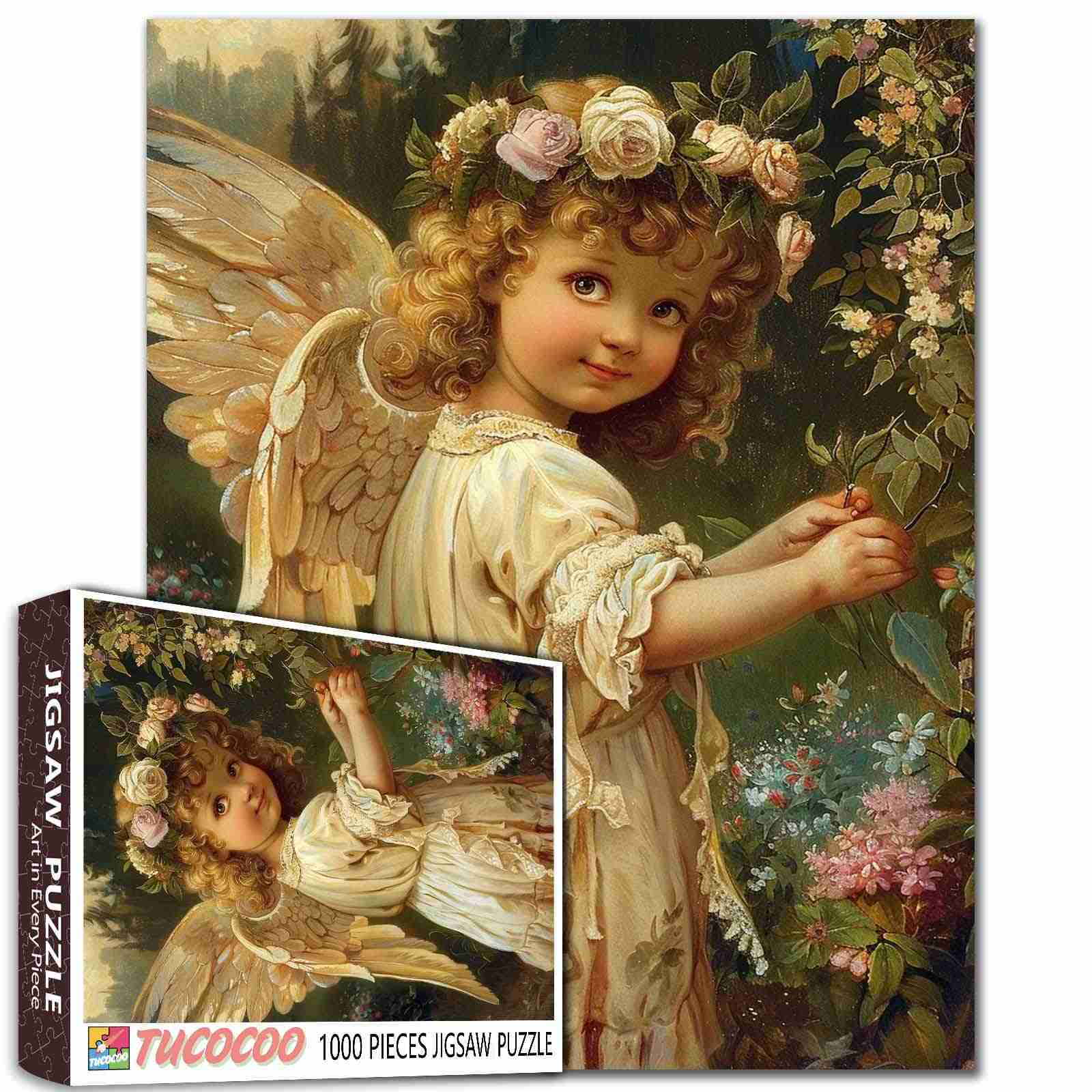 tucocoo-angelic-girl-with-flowers-puzzle-1000-teile-fee image 1
