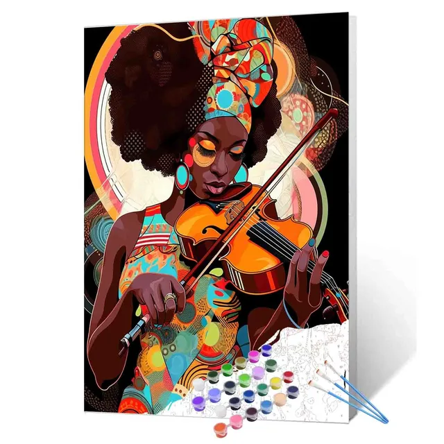 tucocoo-paint-by-numbers-afro-violinistin-malset-40x50-ohne-rahmen image 1