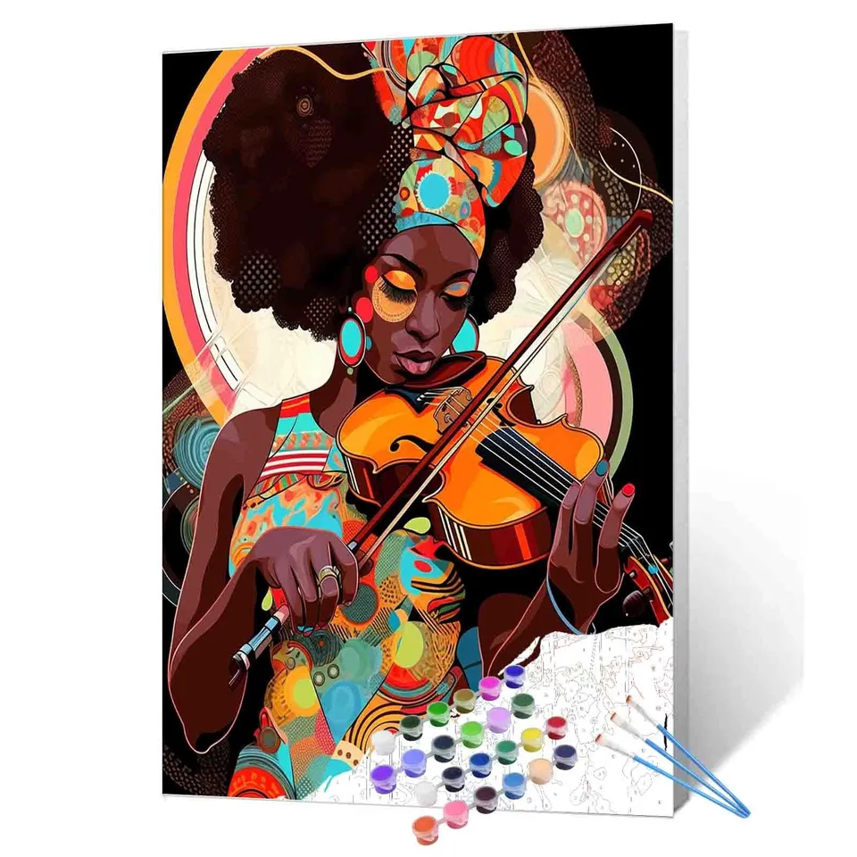 tucocoo-paint-by-numbers-afro-violinistin-malset-40x50-ohne-rahmen image 1