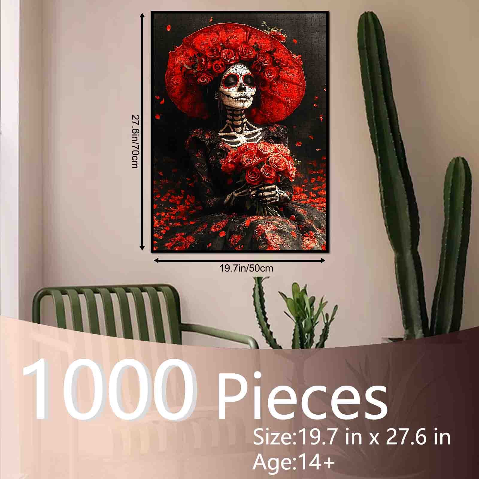 tucocoo-crimson-rose-skeleton-lady-puzzle-1000-teile-gothic image 5