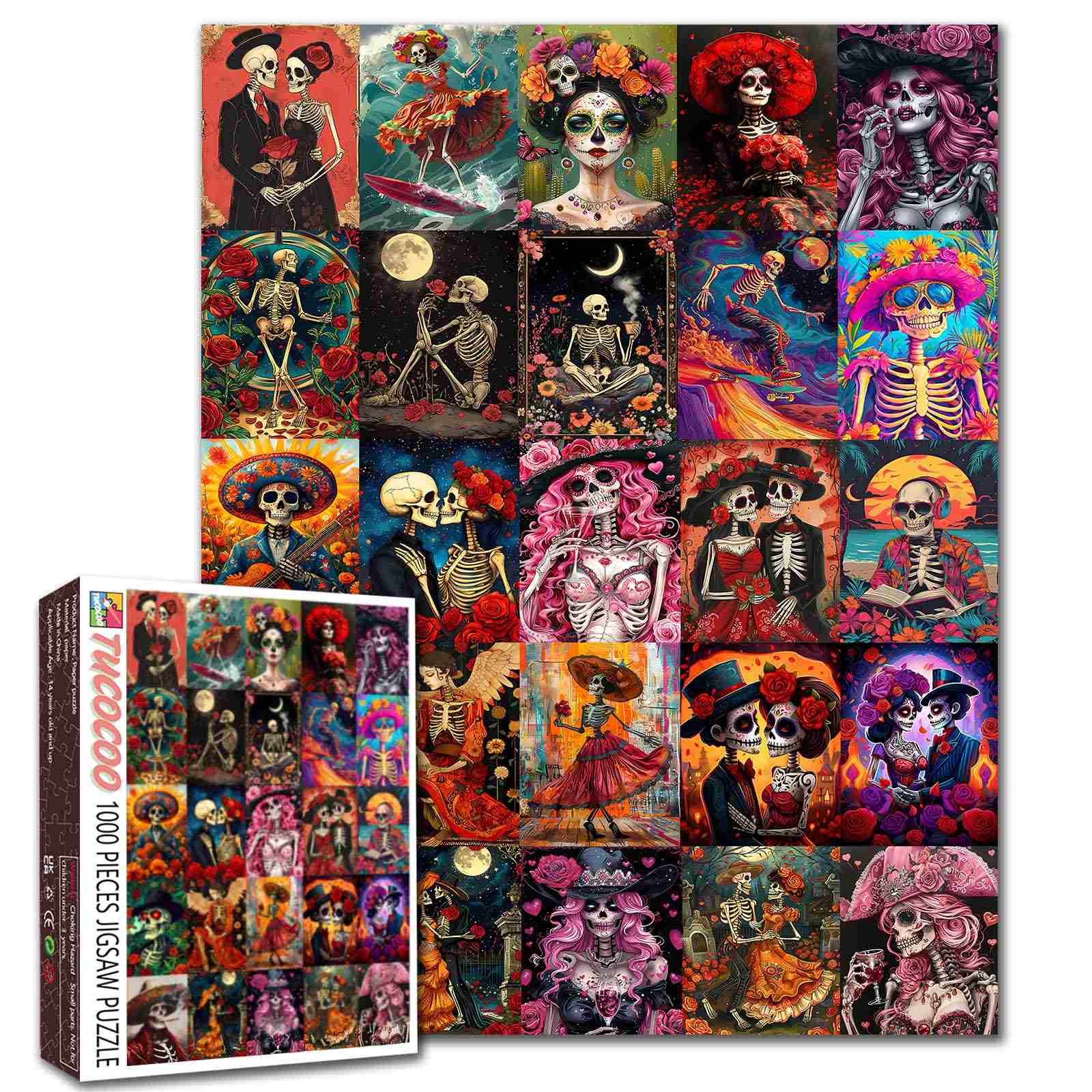 tucocoo-vibrant-skull-celebration-puzzle-1000-teile-totenkopf image 1
