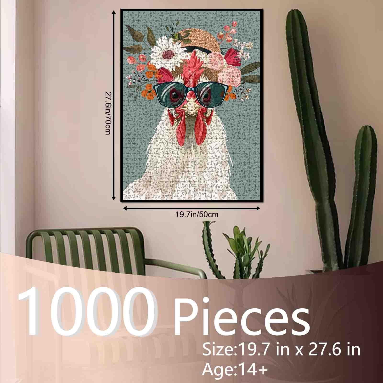 tucocoo-jigsaw-puzzles-rooster-wear-shades-straw-hat-puzzle-1000-teile image 5
