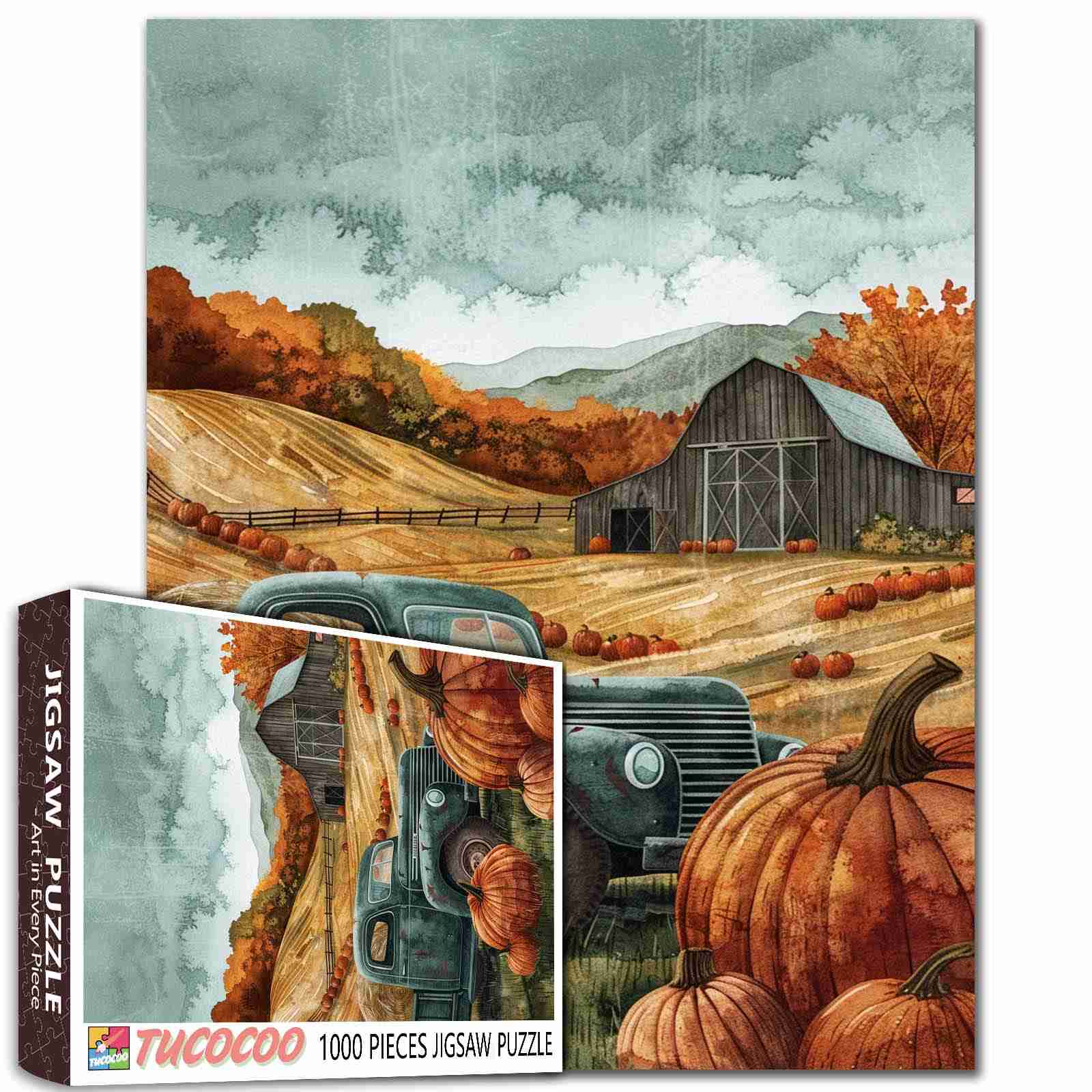 tucocoo-autumn-truck-and-pumpkin-farm-puzzle-1000-herbst image 1
