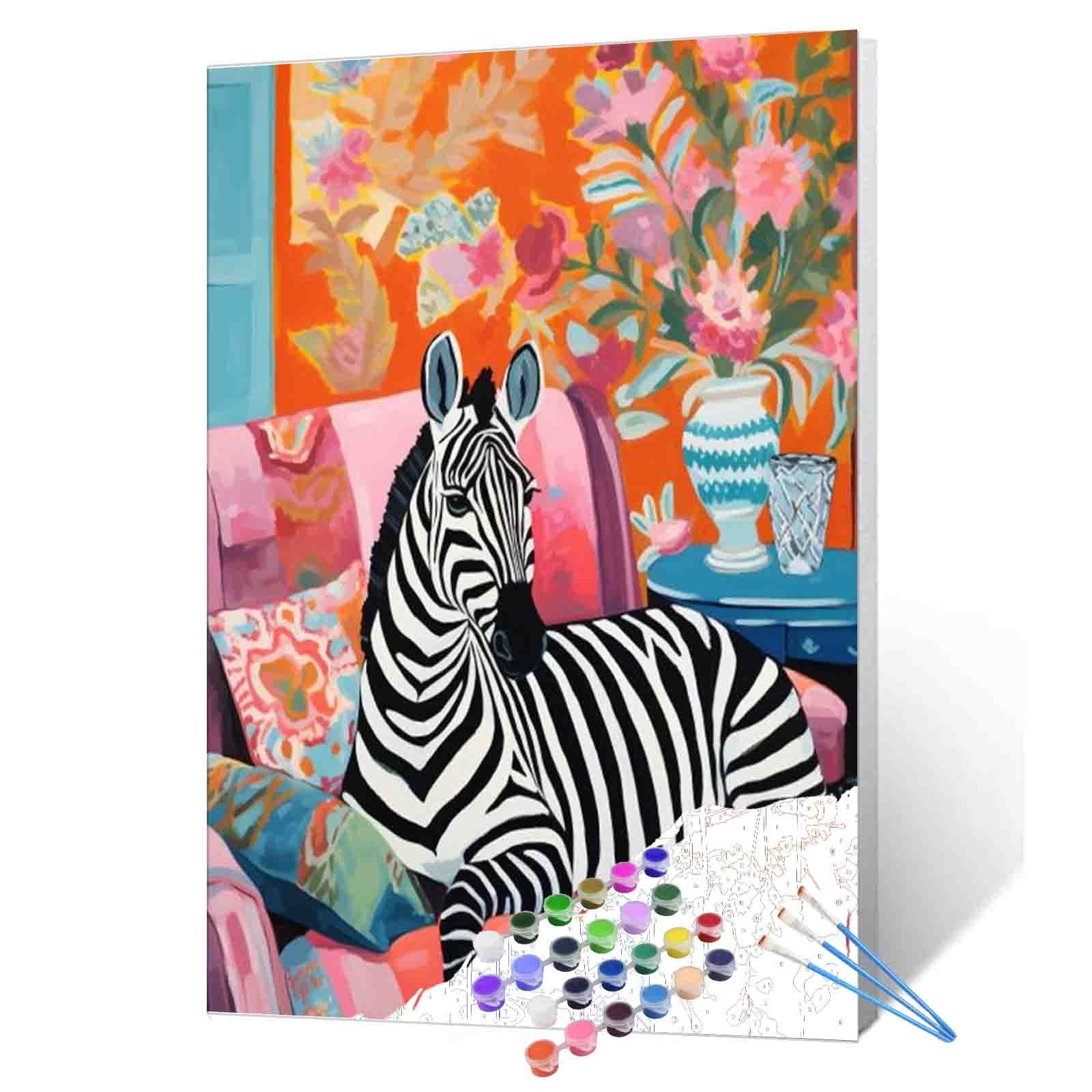 tucocoo-zebra-sitting-on-sofa-malen-nach-zahlen-40x50-tier image 1