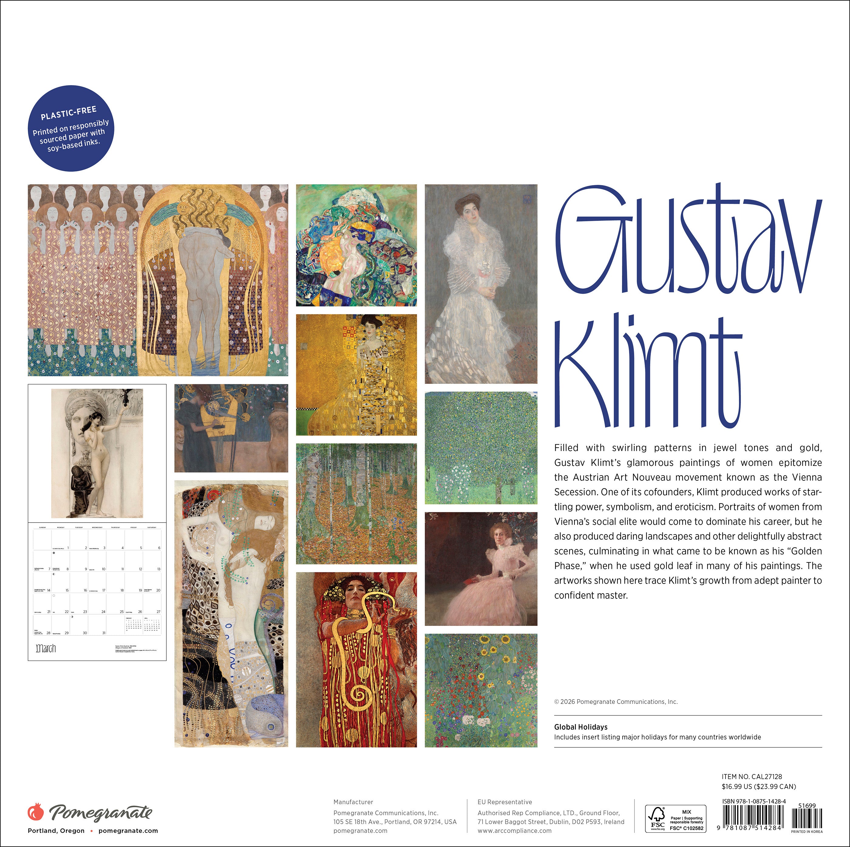 pomegranate-gustav-klimt-2027-wandkalender-jugendstil image 8